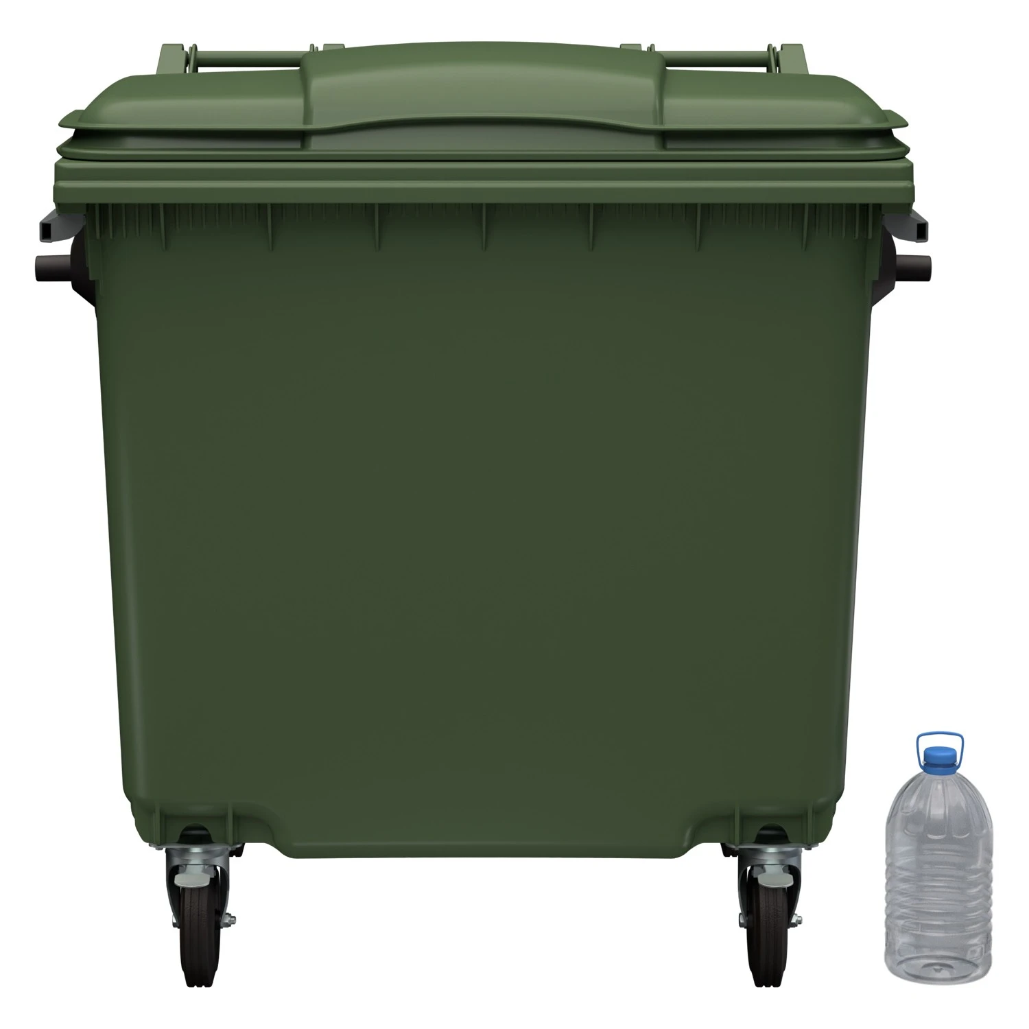Мусорный контейнер 1100 л iPlast зелёный 4-колёсный с зелёной крышкой без педали N2 (20.809.2) 8-000000535