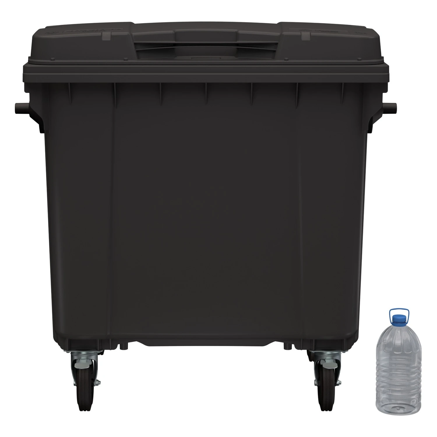 Мусорный контейнер 1100 л iPlast тёмно-серый 4-колёсный с тёмно-серой крышкой N1 (20.807.1) 8-000000012