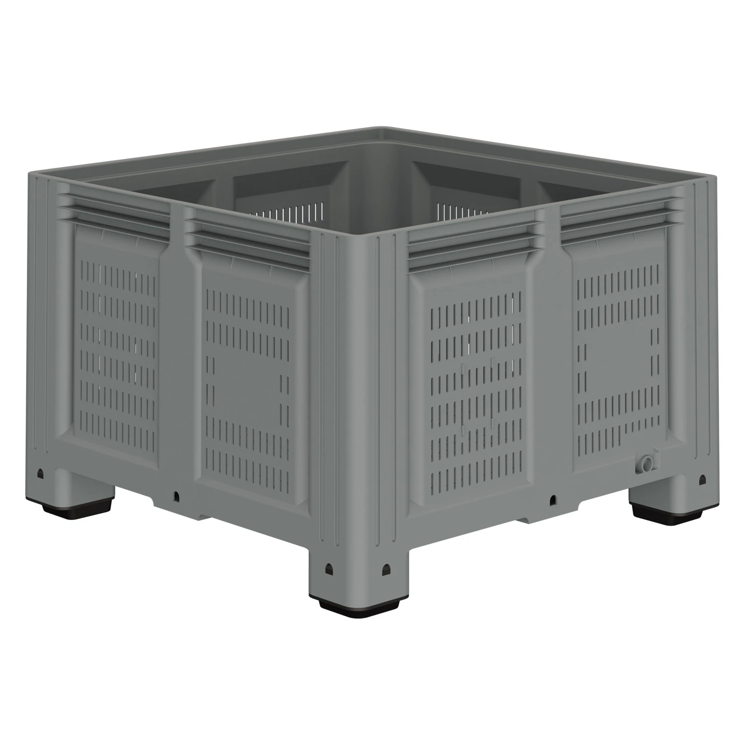 Большой контейнер 1130x1130x760 мм iPlast iBOX светло-серый c перфорированными стенками и дном, на ножках 8-000000229