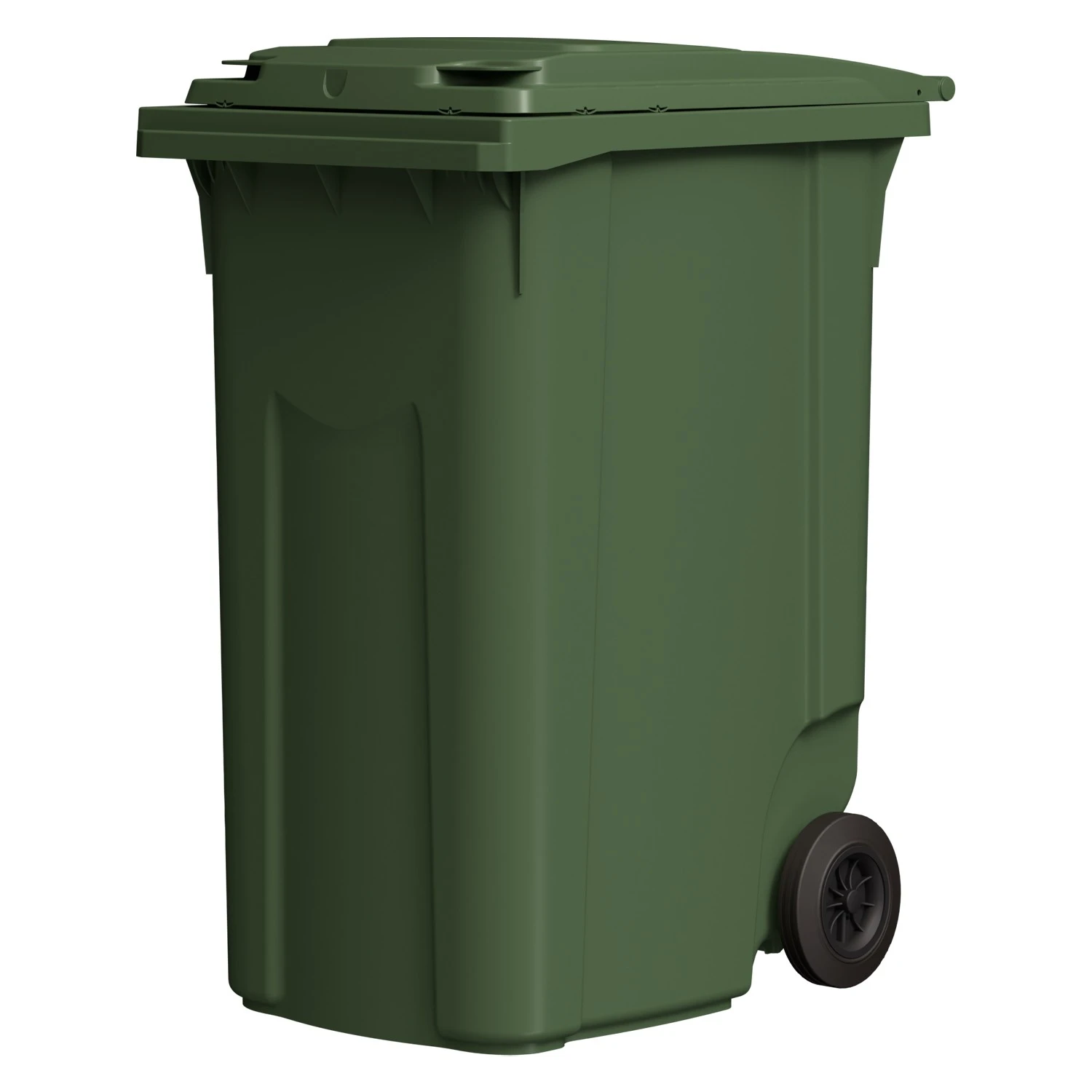 Мусорный контейнер 360 л iPlast зелёный 2-колёсный (д. 200 мм) с зелёной крышкой 8-000000024