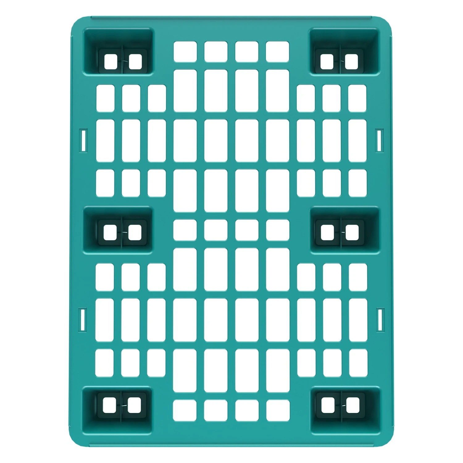 Пластиковый паллет 800x600x135 мм iPlast бирюзовый перфорированный на ножках с бортиком 8-000000376