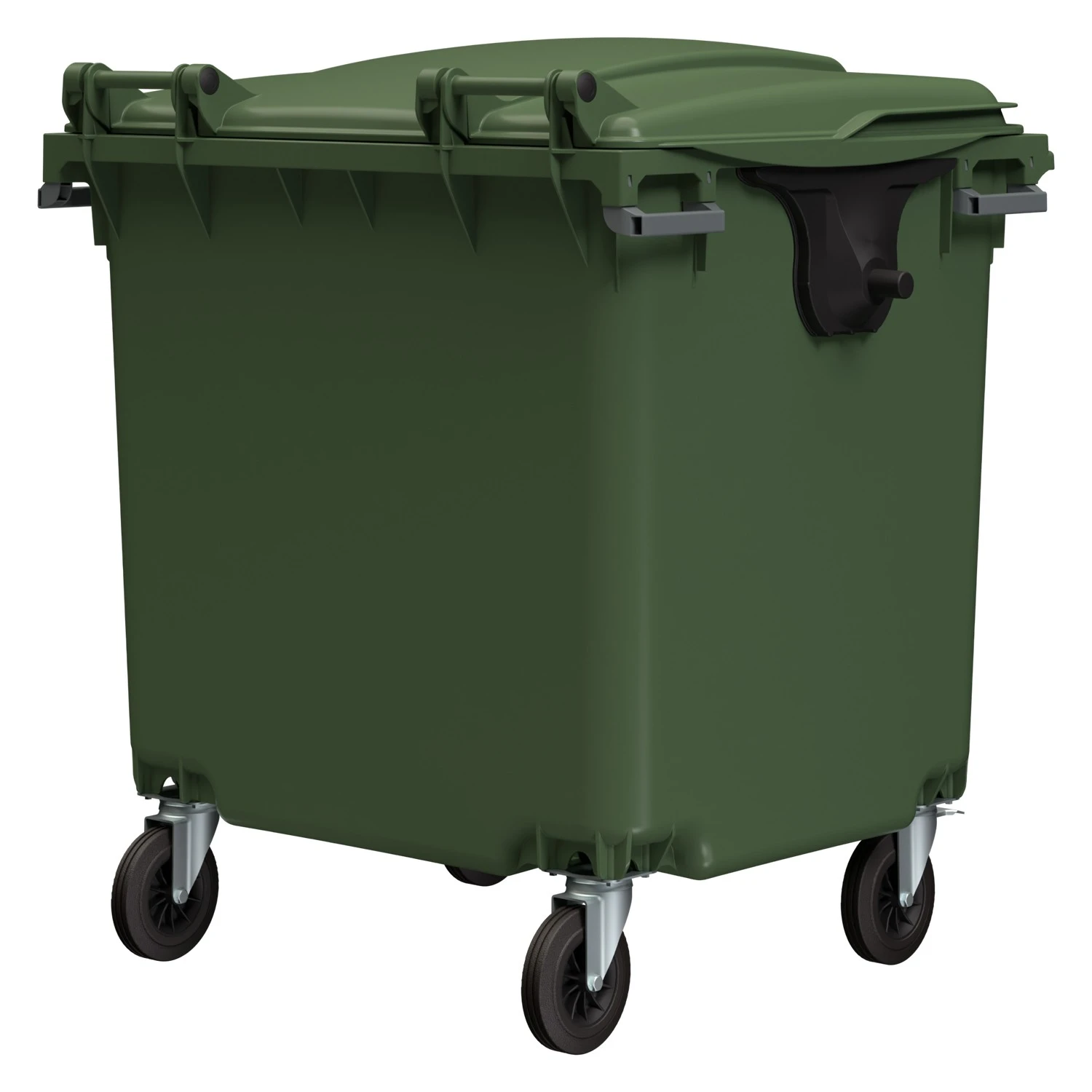Мусорный контейнер 1100 л iPlast зелёный 4-колёсный с зелёной крышкой без педали N2 (20.809.2) 8-000000535