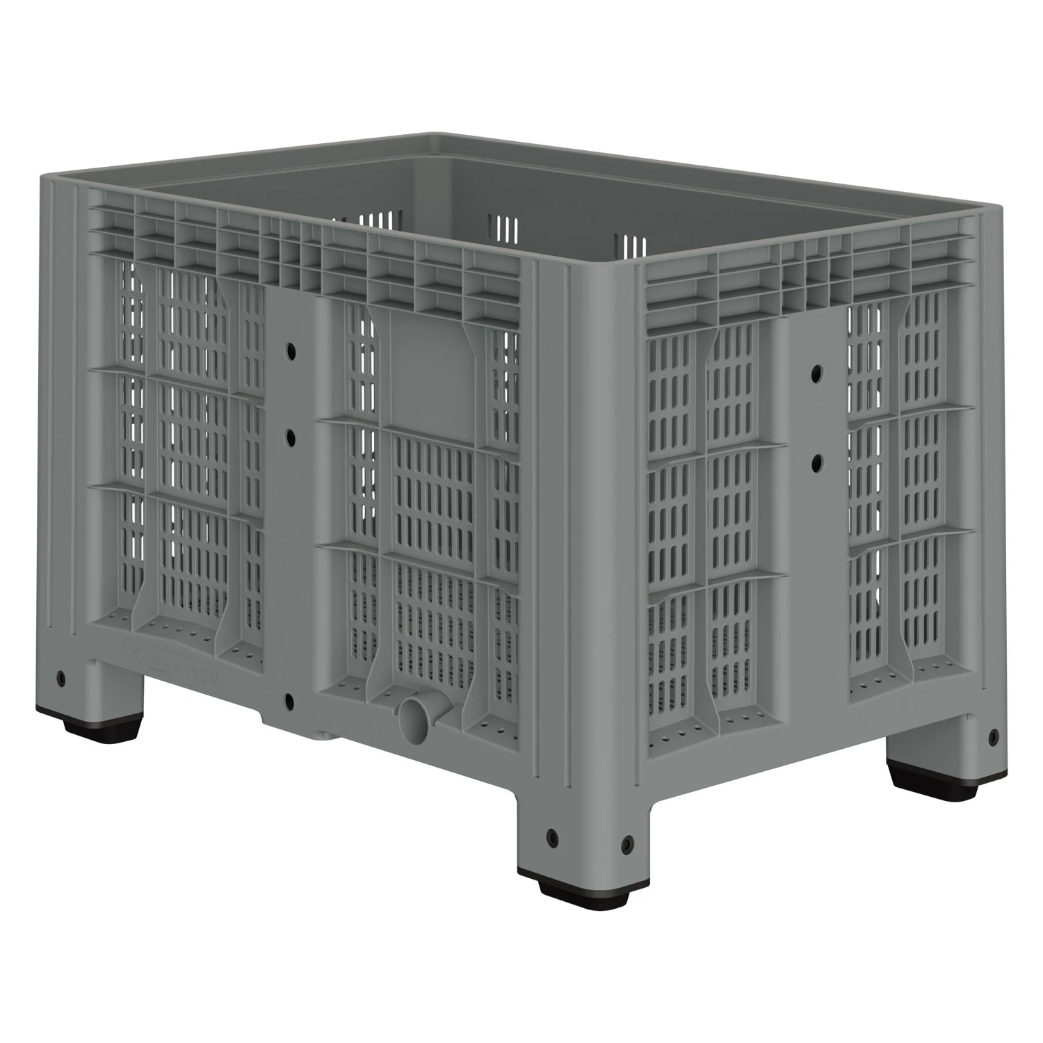 Большой контейнер 1200x800x800 мм iPlast iBOX светло-серый c перфорированными стенками и дном, на ножках 8-000000002