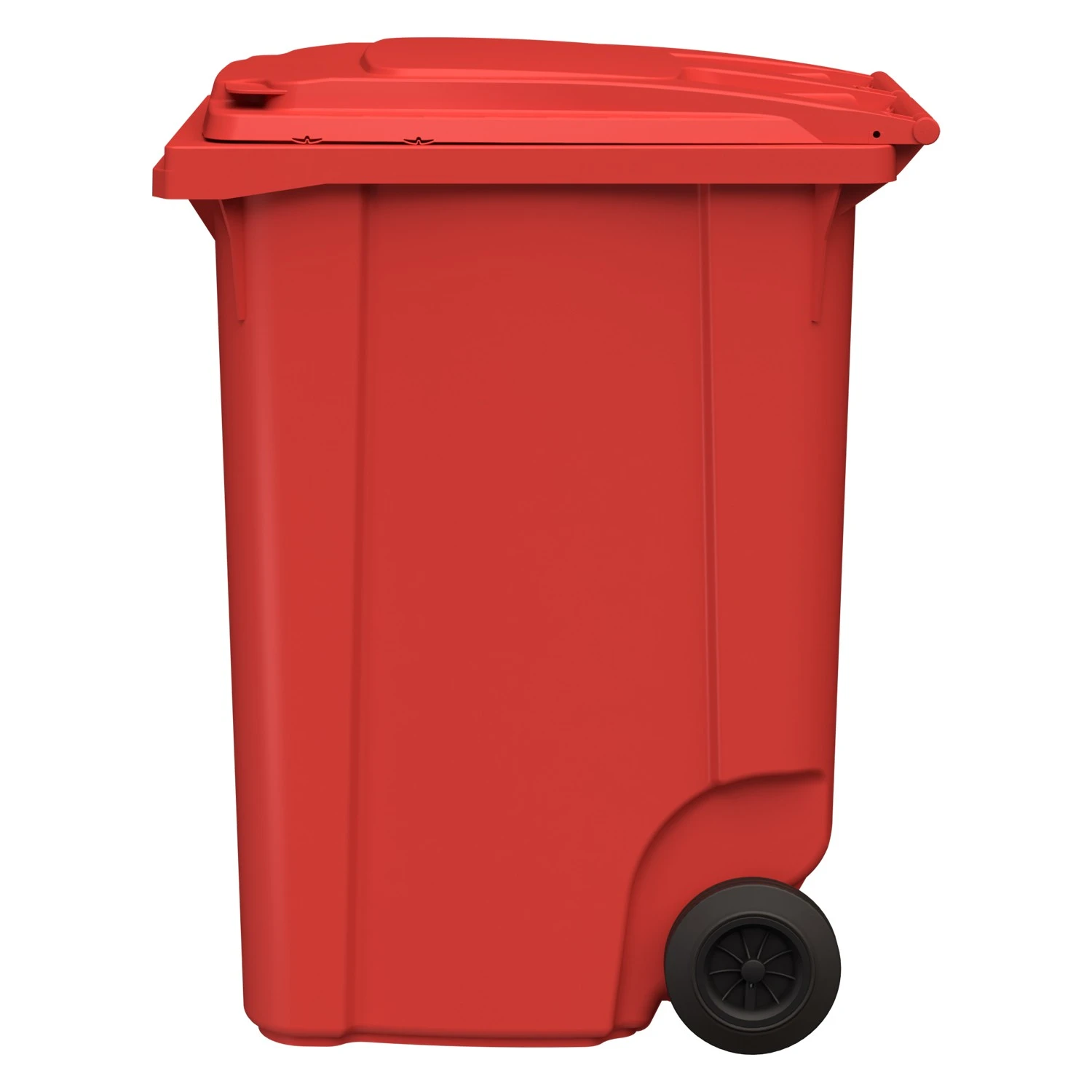 Мусорный контейнер 360 л iPlast красный 2-колёсный (д. 200 мм) с красной крышкой 8-000000335