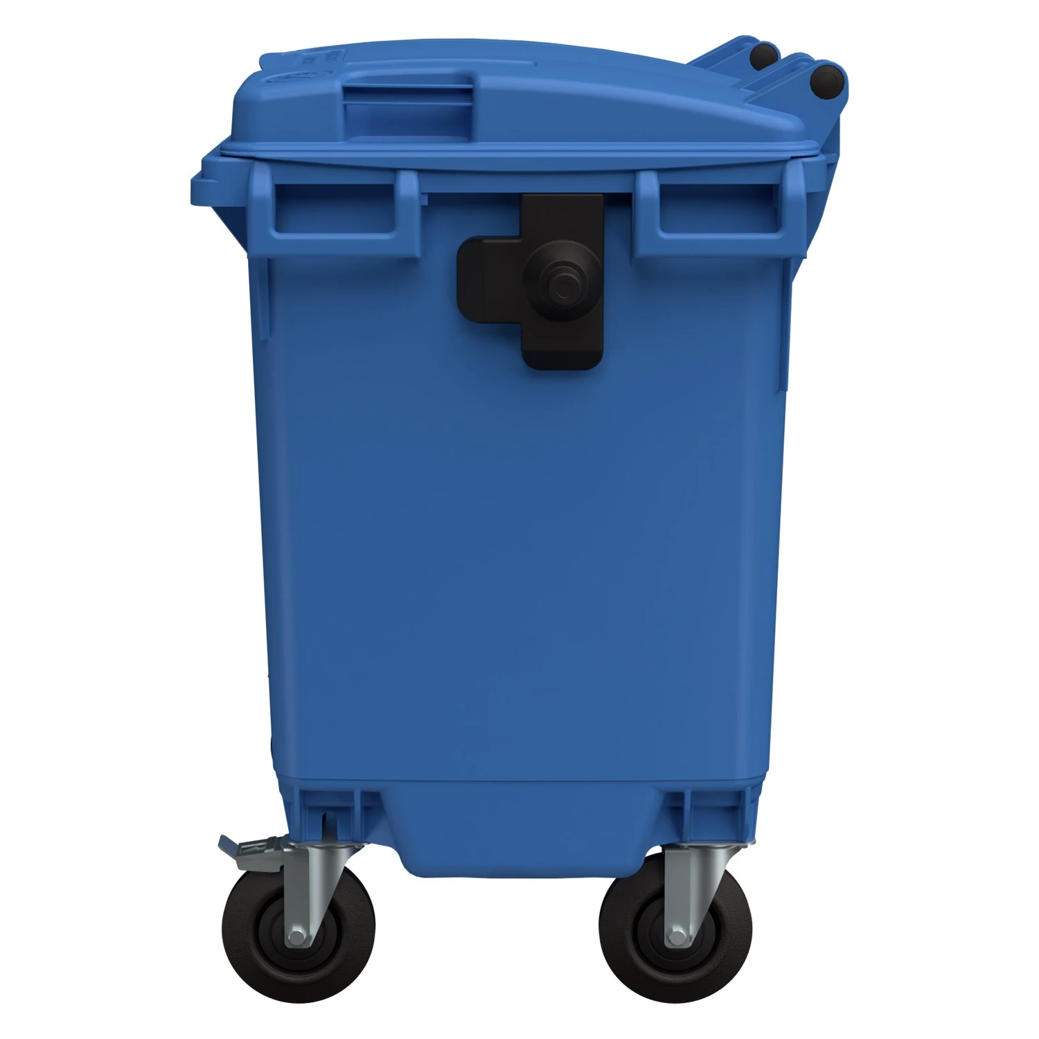 Мусорный контейнер 660 л iPlast тёмно-голубой 4-колёсный с тёмно-голубой крышкой 8-000000022