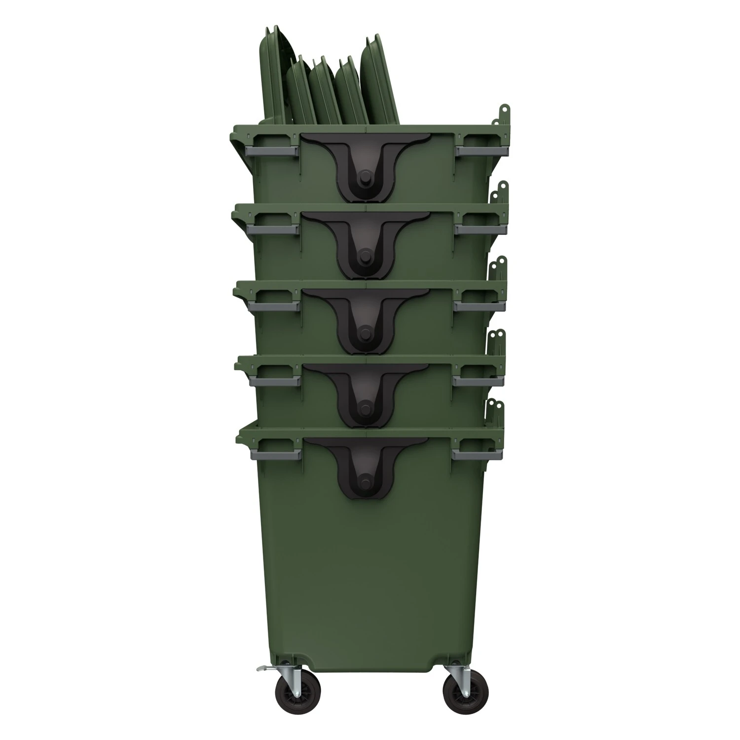 Мусорный контейнер 1100 л iPlast зелёный 4-колёсный с зелёной крышкой без педали N2 (20.809.2) 8-000000535