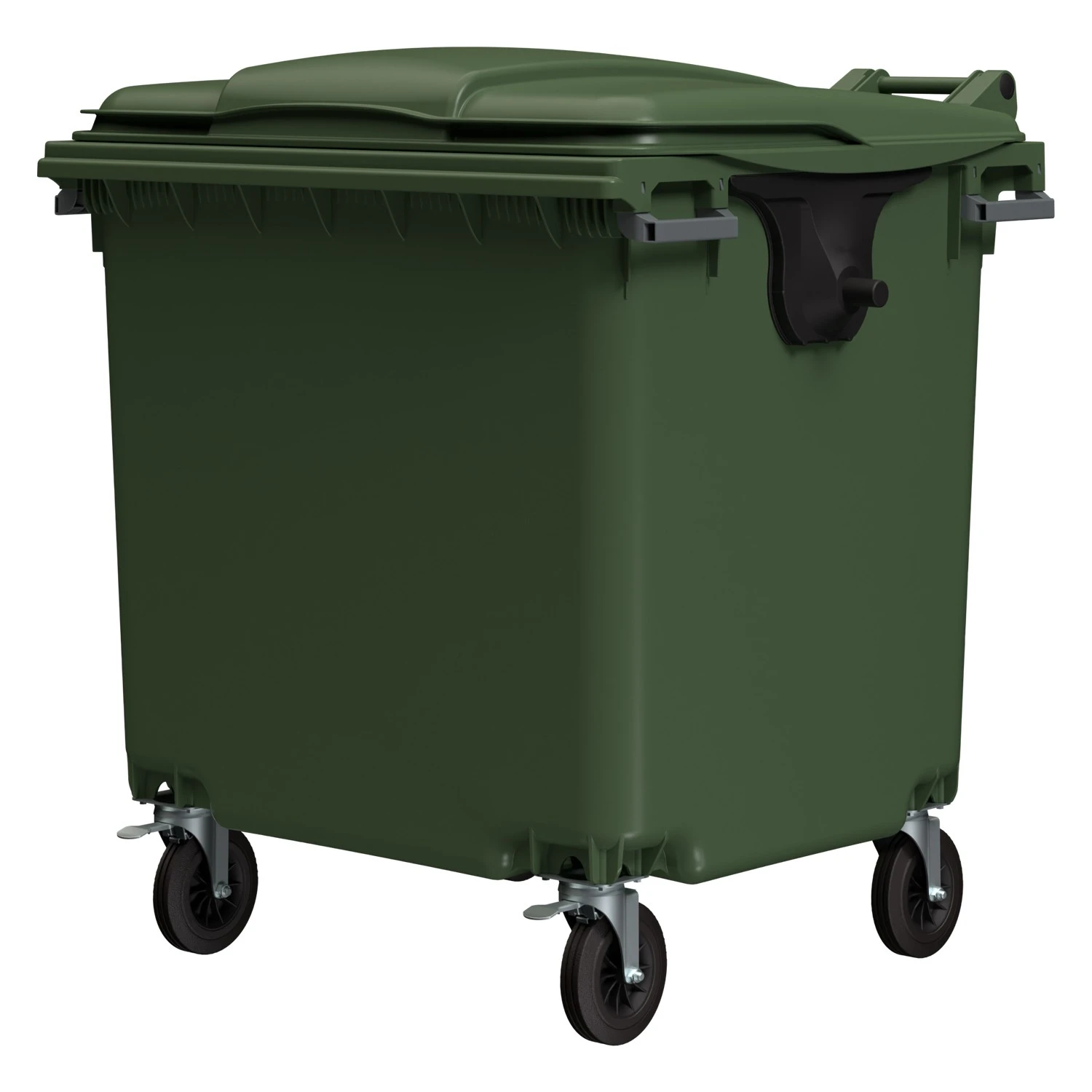 Мусорный контейнер 1100 л iPlast зелёный 4-колёсный с зелёной крышкой без педали N2 (20.809.2) 8-000000535