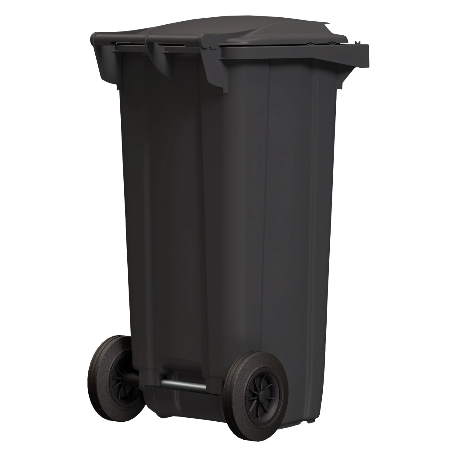 Мусорный контейнер 120 л iPlast тёмно-серый ЭКО 2-колёсный с тёмно-серой крышкой 8-000000333