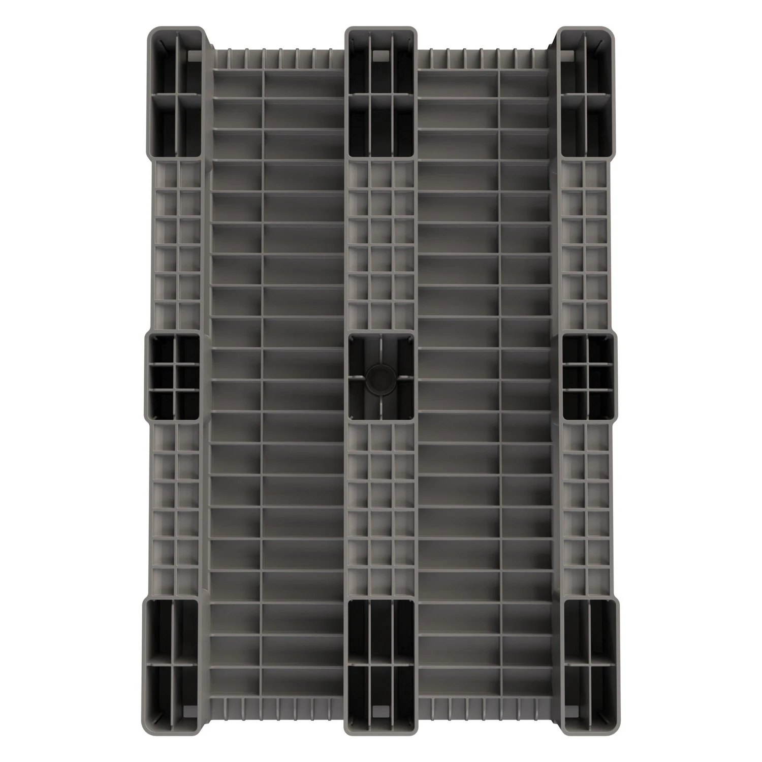 Пластиковый паллет 1200х800х150 мм iPlast серый сплошной на 3 полозьях с бортиком 8-000000041