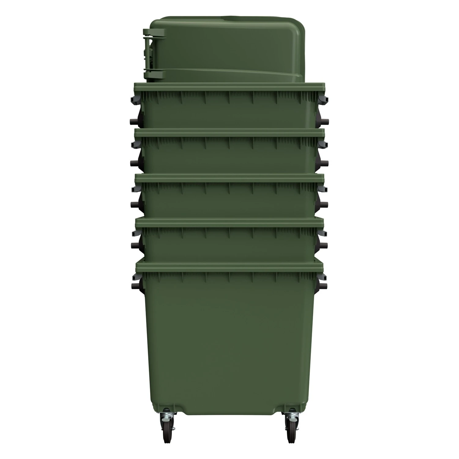Мусорный контейнер 1100 л iPlast зелёный 4-колёсный с зелёной крышкой без педали N2 (20.809.2) 8-000000535