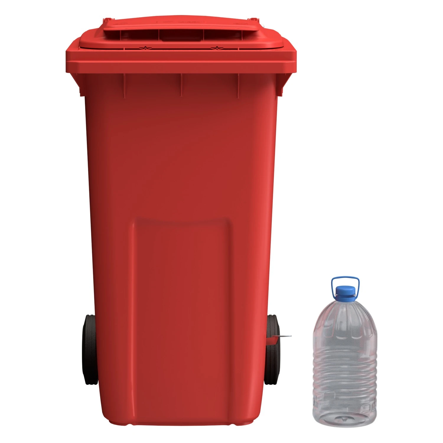Мусорный контейнер 240 л iPlast красный 2-колёсный (д. 200 мм) с красной крышкой NEW (20.808) 8-000000029