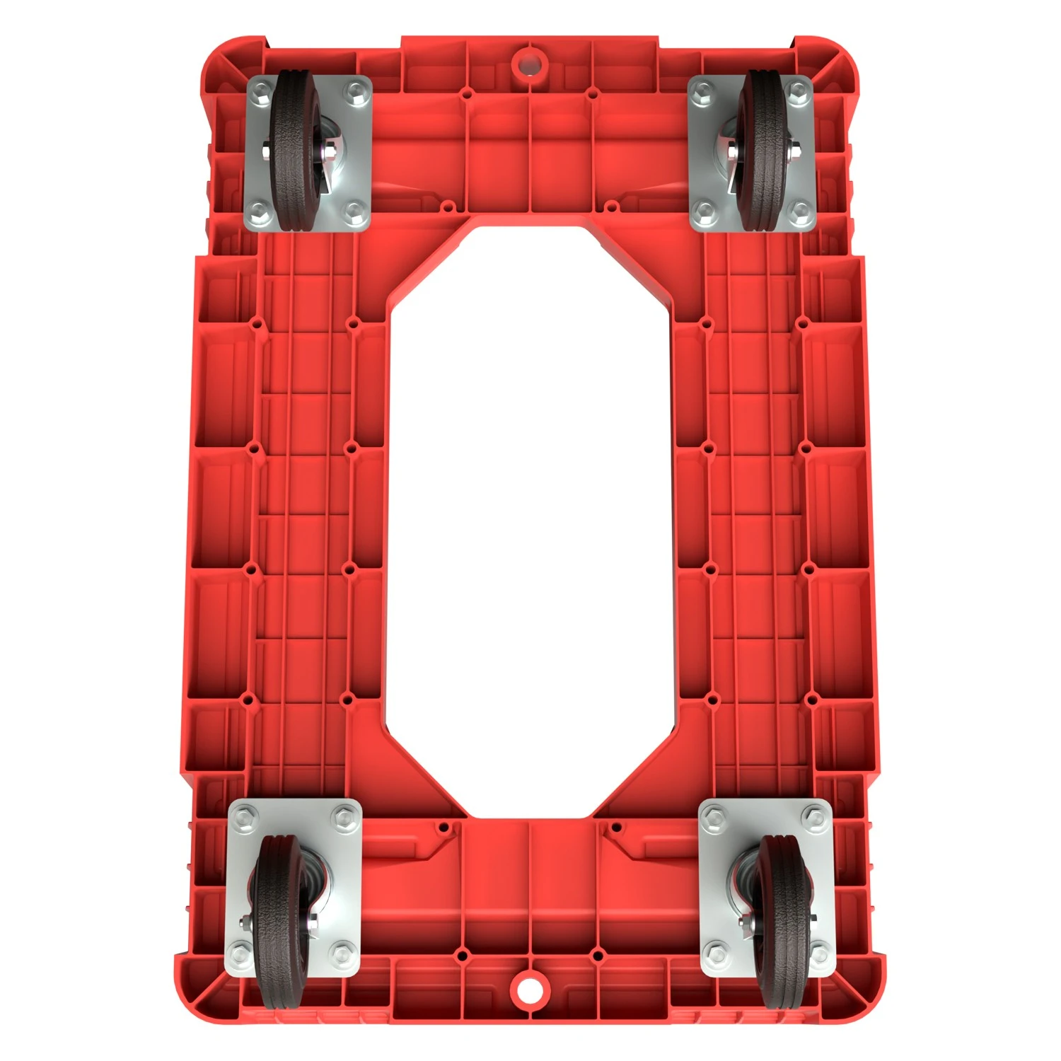 Складская тележка 620x420x185 мм iPlast красная 4-колёсная, без тормоза с отверстием 8-000000418