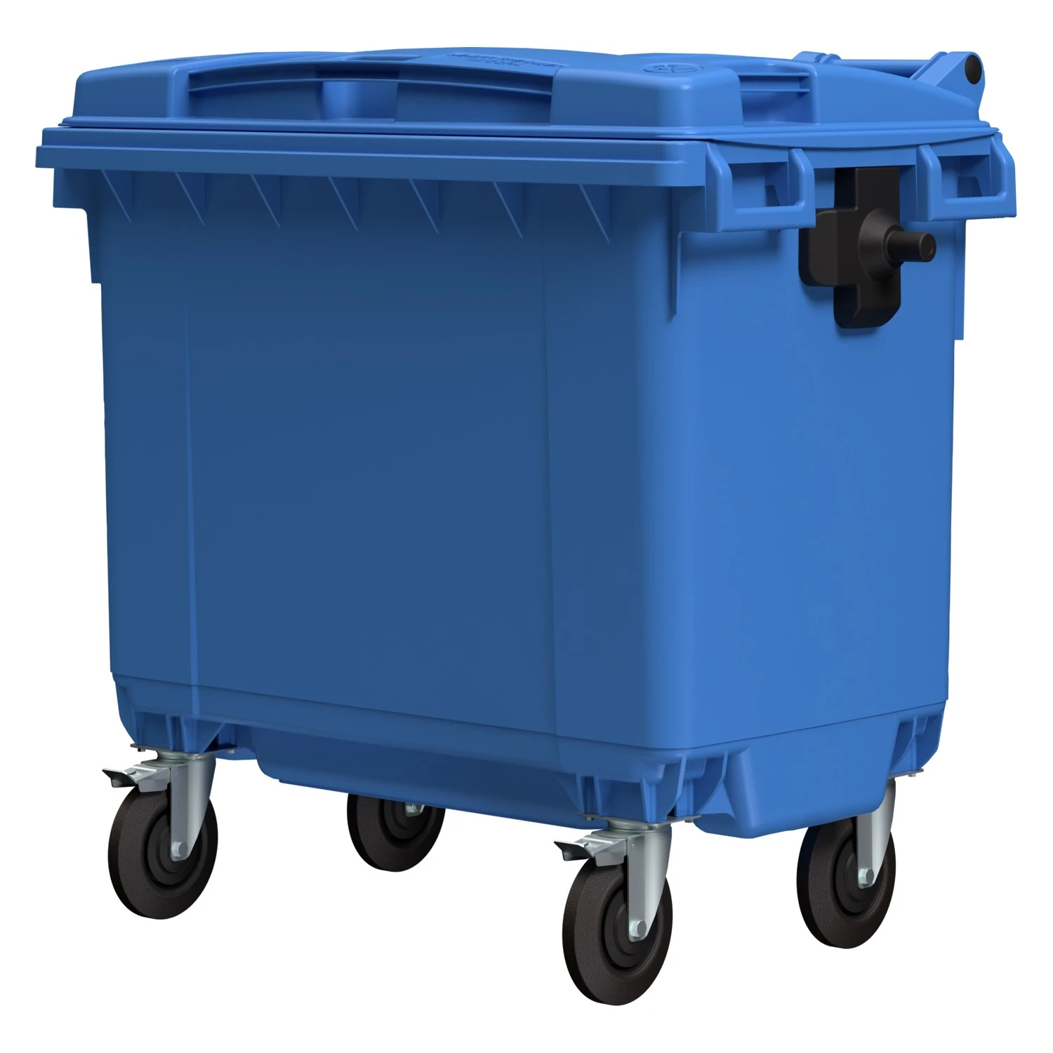 Мусорный контейнер 660 л iPlast тёмно-голубой 4-колёсный с тёмно-голубой крышкой 8-000000022
