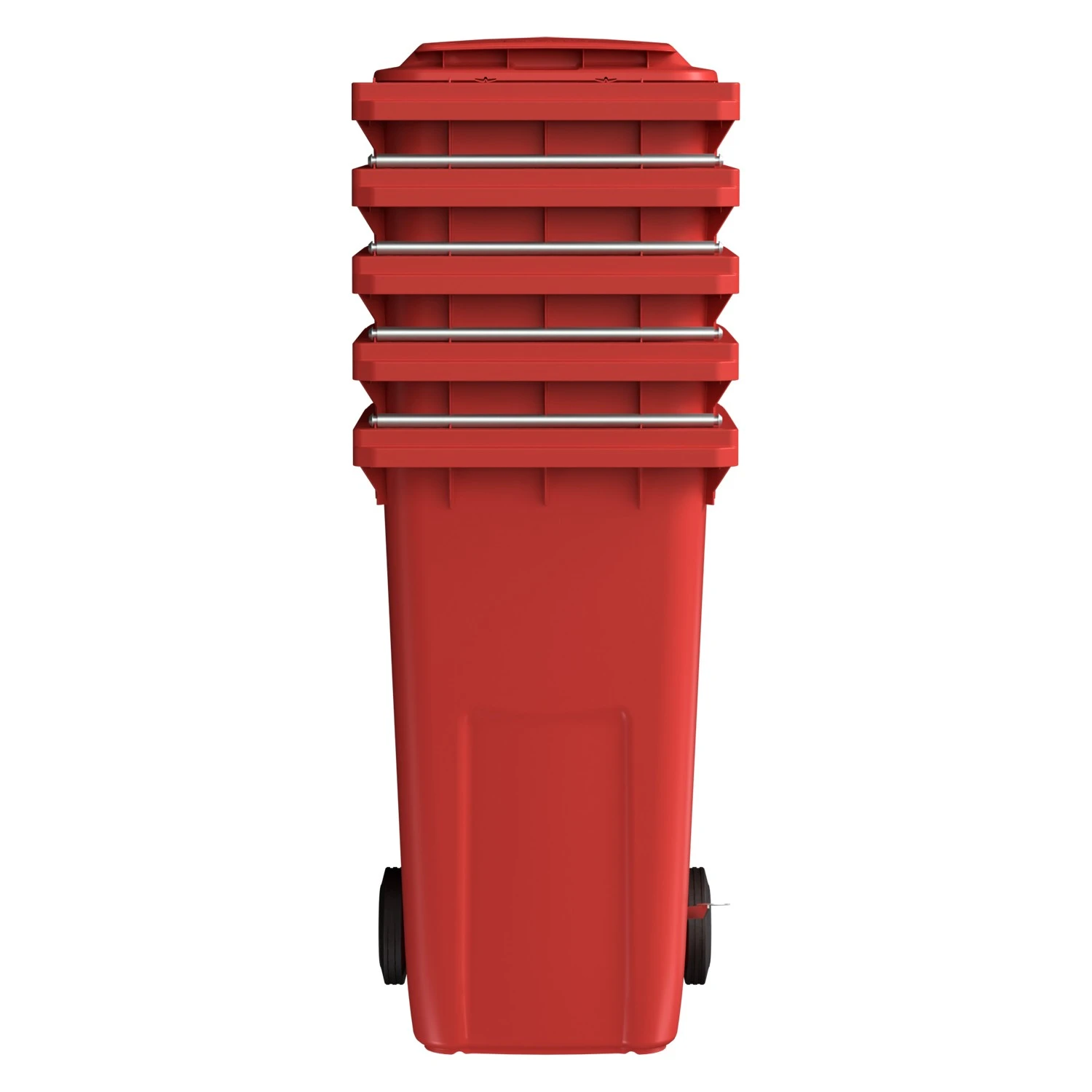 Мусорный контейнер 240 л iPlast красный 2-колёсный (д. 200 мм) с красной крышкой NEW (20.808) 8-000000029