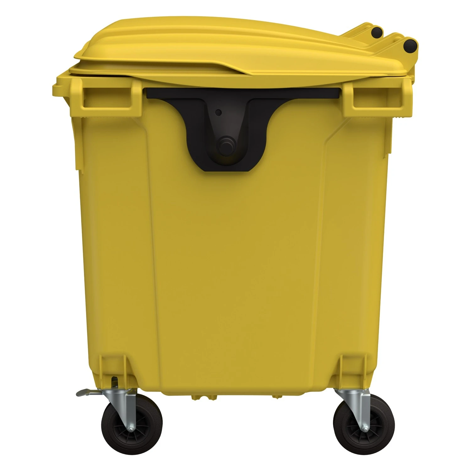 Мусорный контейнер 1100 л iPlast жёлтый 4-колёсный с жёлтой крышкой 8-000000311