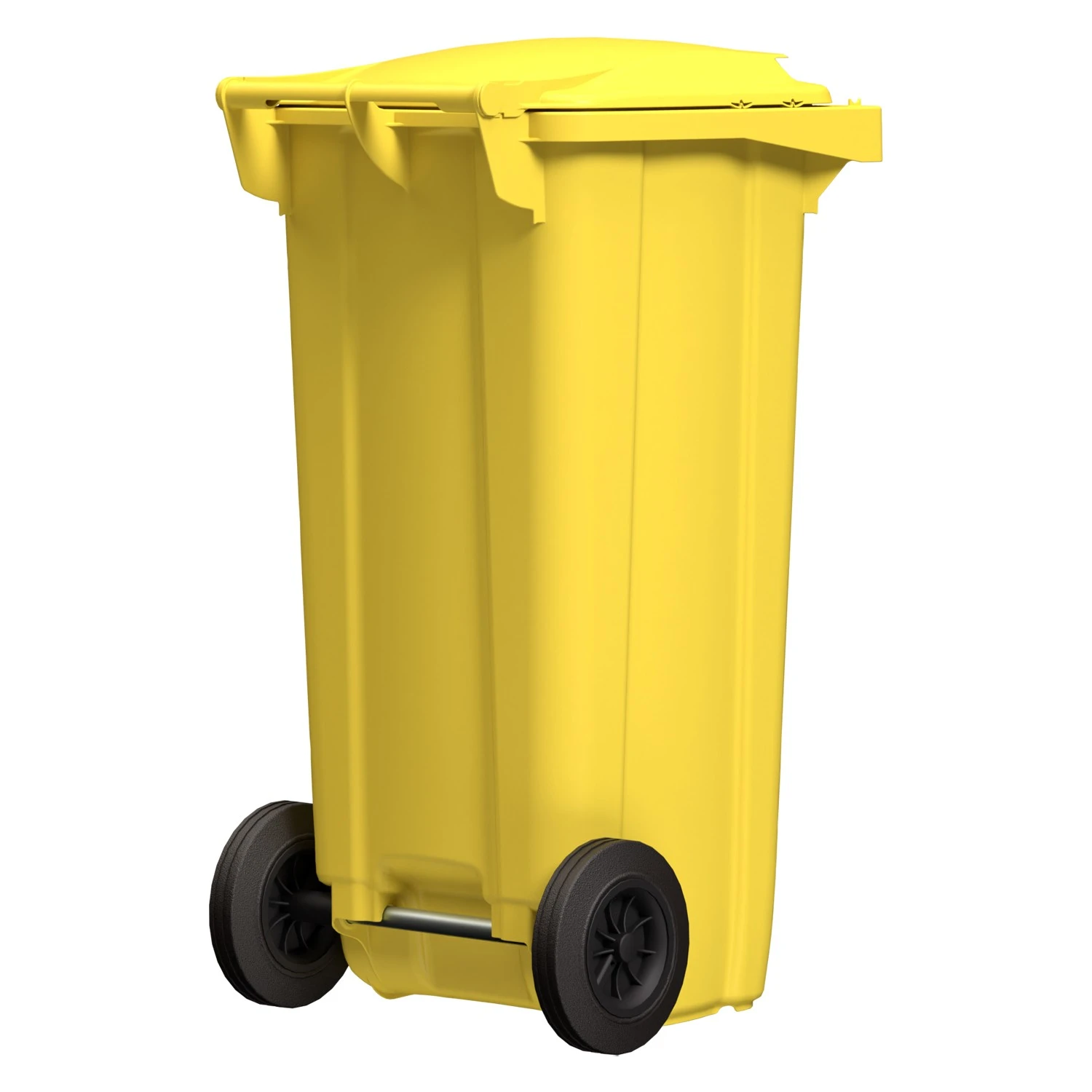 Мусорный контейнер 120 л iPlast жёлтый 2-колёсный (д. 200 мм) с жёлтой крышкой NEW (20.805) 8-000000036