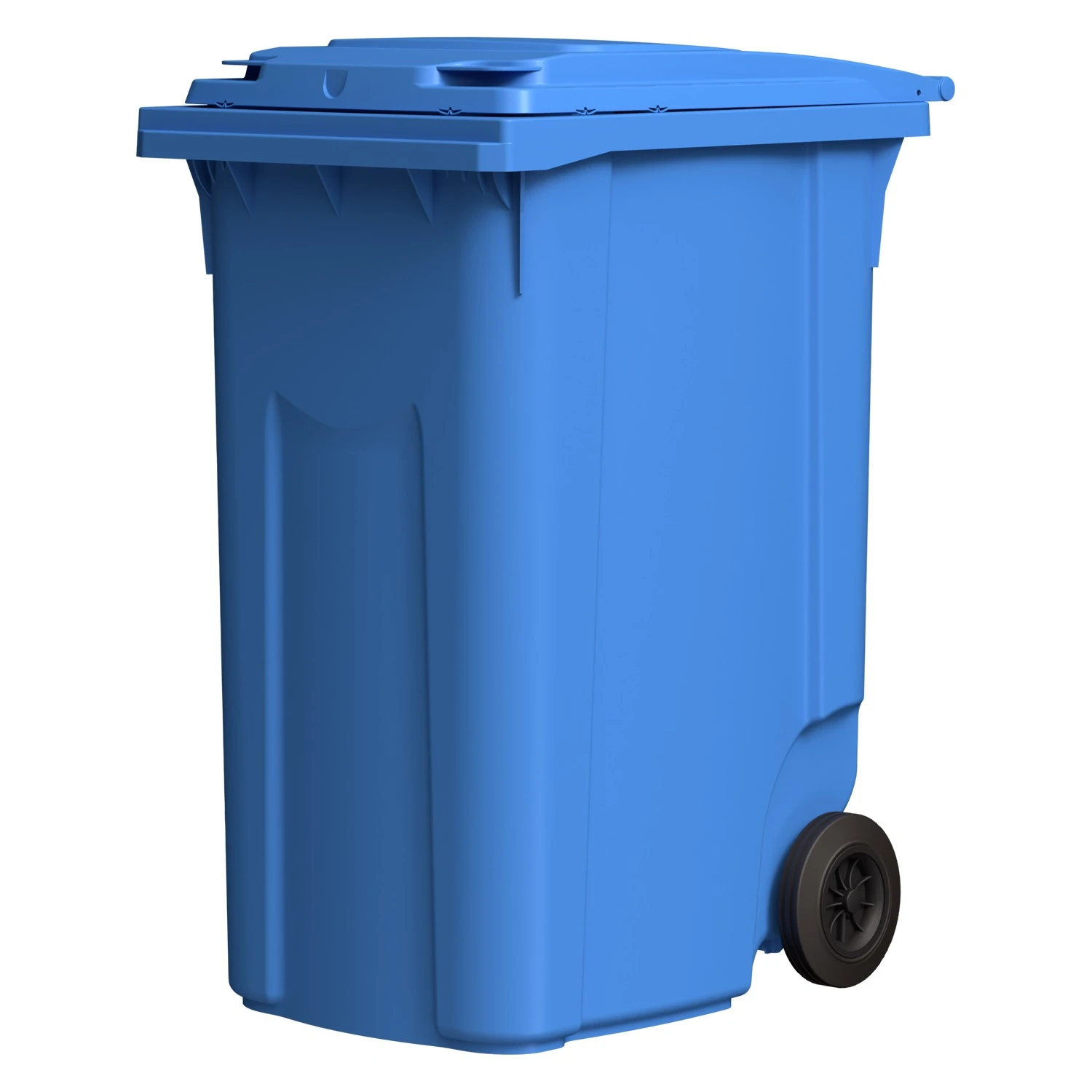 Мусорный контейнер 360 л iPlast тёмно-голубой 2-колёсный (д. 200 мм) с тёмно-голубой крышкой 8-000000025