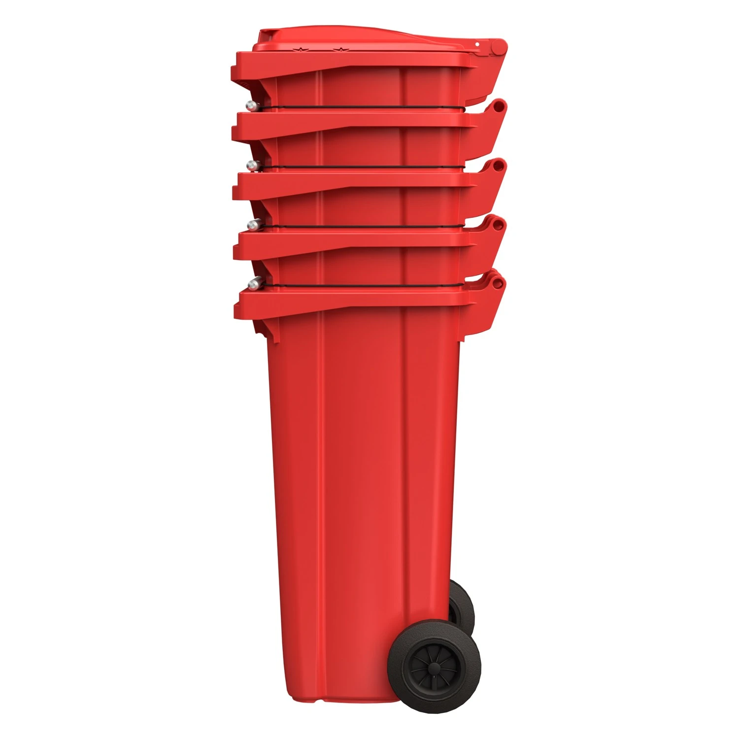 Мусорный контейнер 120 л iPlast красный 2-колёсный (д. 200 мм) с красной крышкой NEW (20.805) 8-000000034