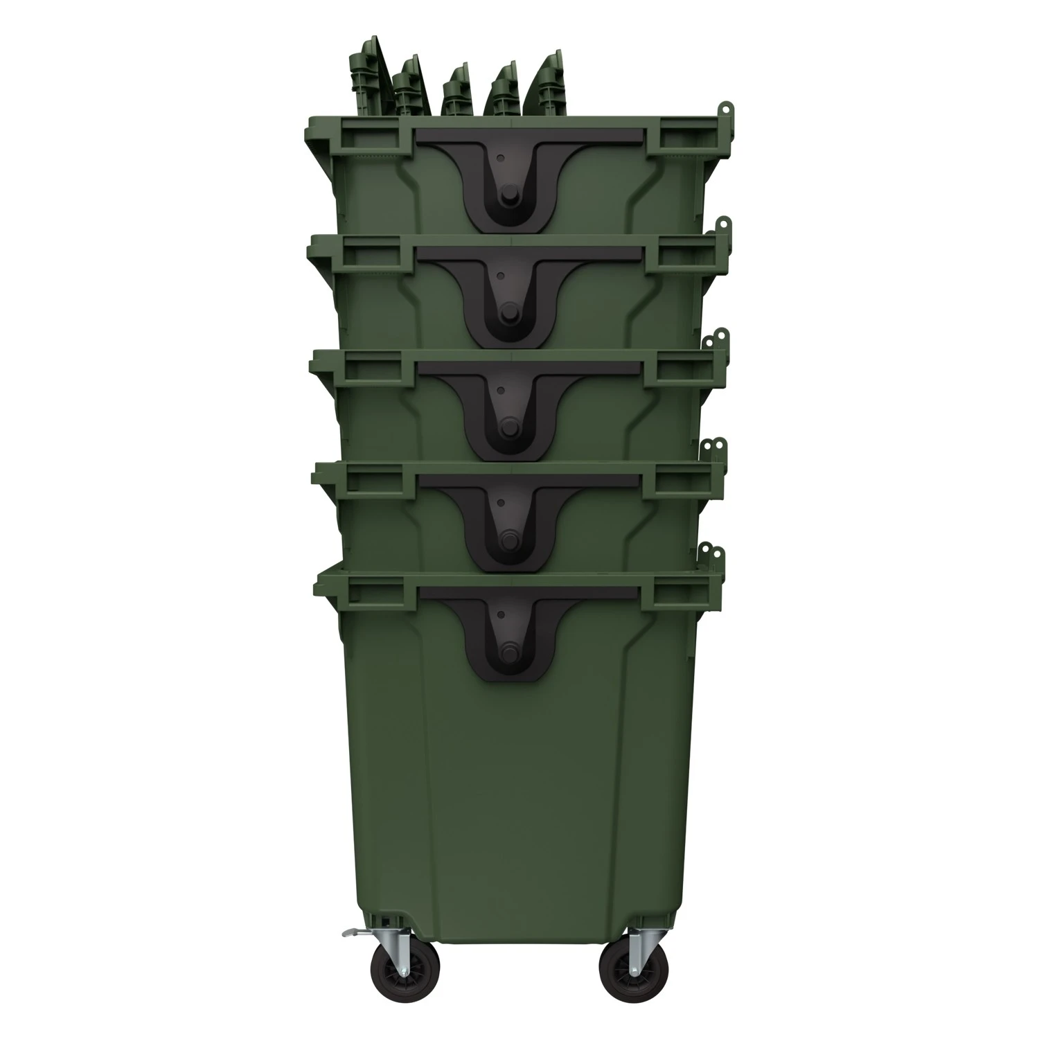Мусорный контейнер 1100 л iPlast зелёный 4-колёсный с зелёной крышкой N1 (20.807.1) 8-000000013