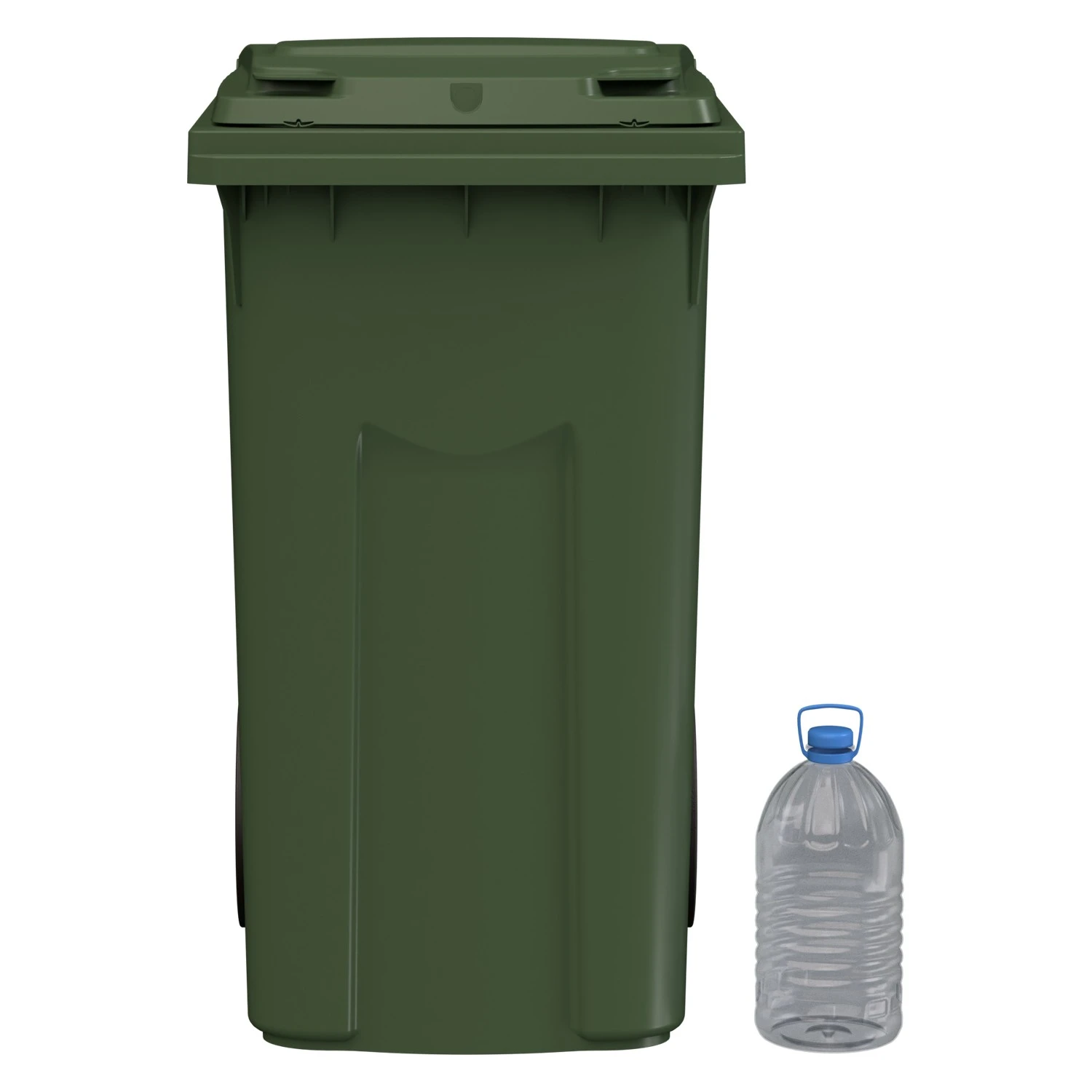 Мусорный контейнер 360 л iPlast зелёный 2-колёсный (д. 300 мм) с зелёной крышкой 8-000000334