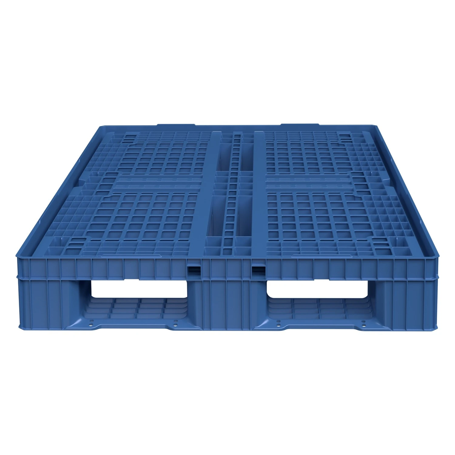 Пластиковый паллет 1210x810x150 мм iPlast голубой перфорированный на 6 полозьях с бортиком 8-000000245