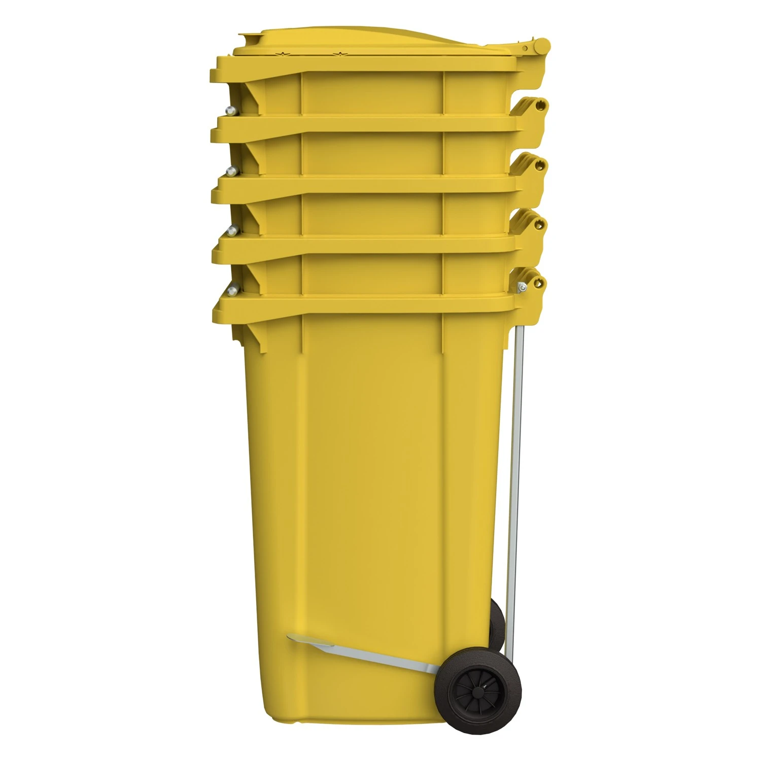 Мусорный контейнер 240 л iPlast жёлтый 2-колёсный (д. 200 мм) с жёлтой крышкой NEW (20.808) 8-000000030