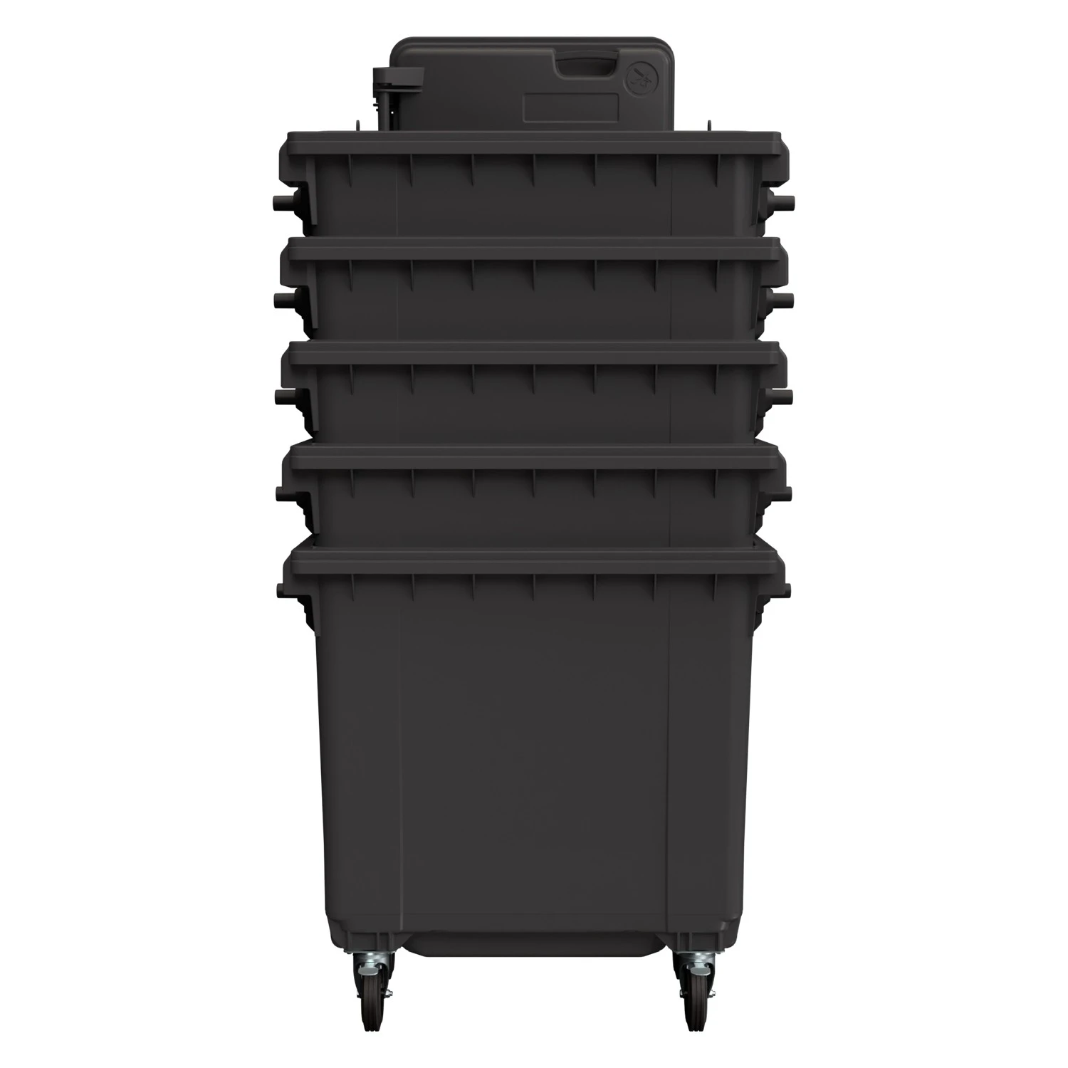 Мусорный контейнер 770 л iPlast тёмно-серый 4-колёсный с тёмно-серой крышкой 8-000000017