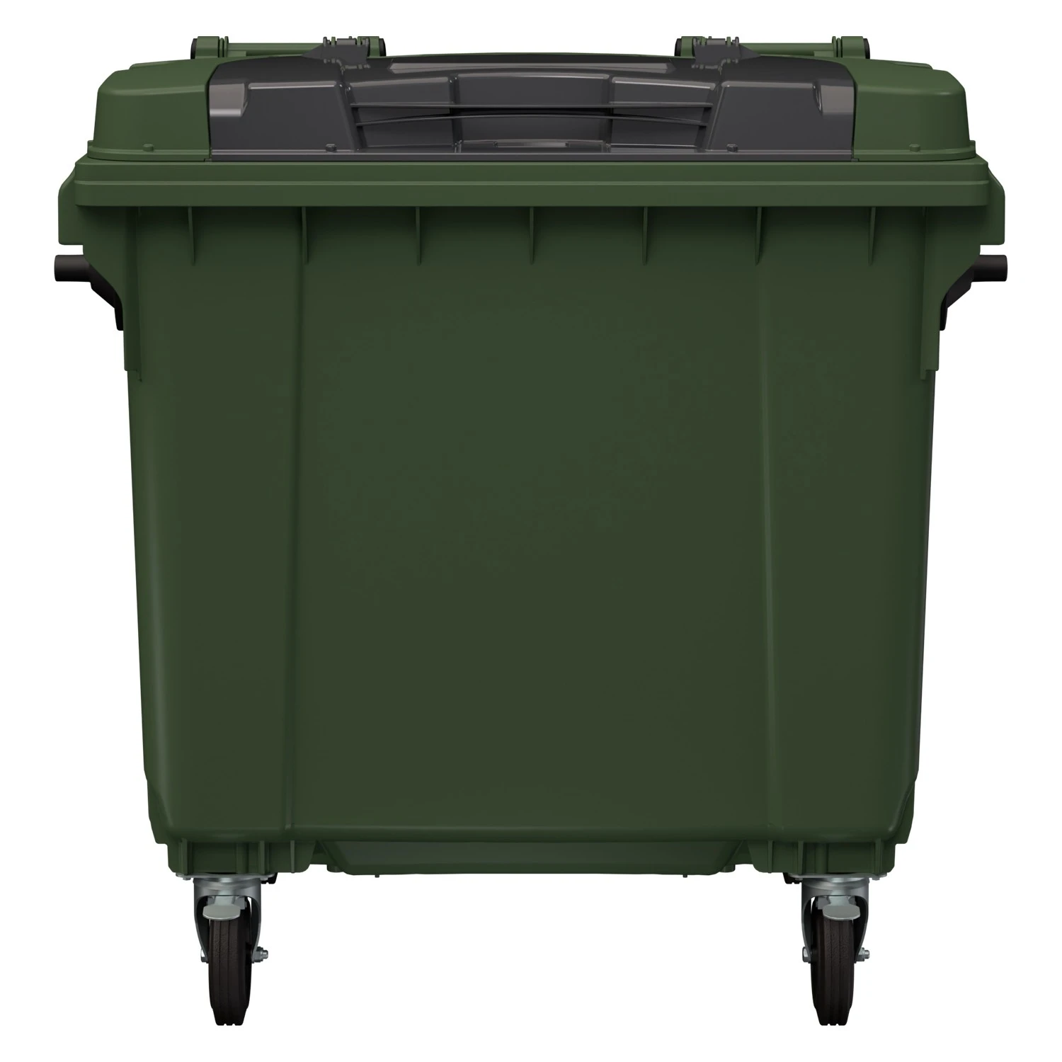 Мусорный контейнер 1100 л iPlast зелёный 4-колёсный с зелёной крышкой и тёмно-серой крышкой TwinLid 8-000000317