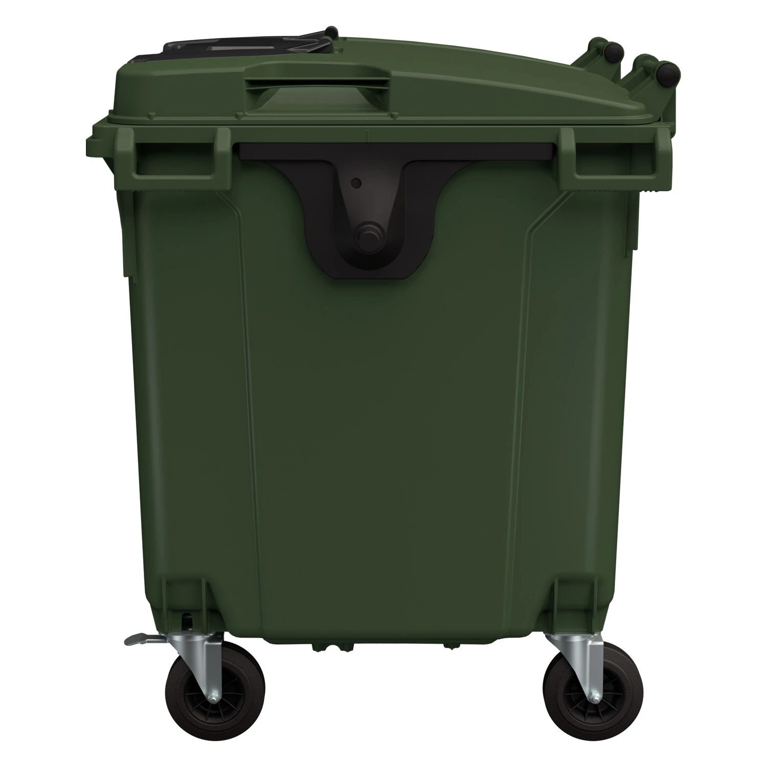 Мусорный контейнер 1100 л iPlast зелёный 4-колёсный с зелёной крышкой и тёмно-серой крышкой TwinLid 8-000000317