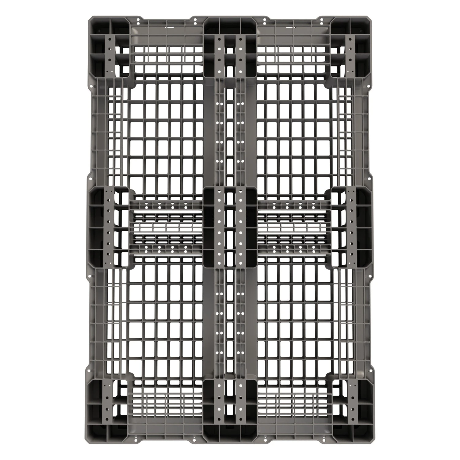 Пластиковый паллет 1210x810x150 мм iPlast серый перфорированный на 6 полозьях с бортиком 8-000000247