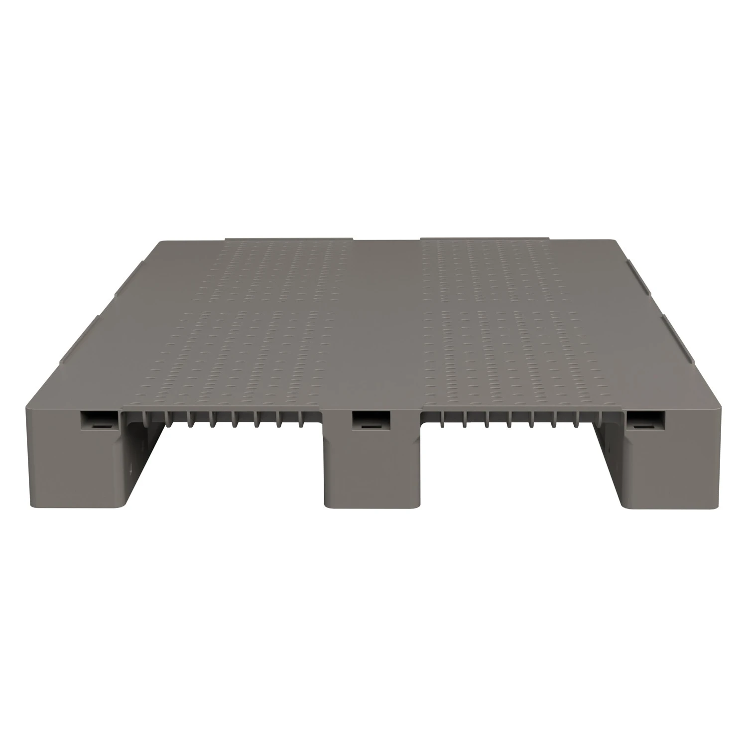 Пластиковый паллет 1200x1000x150 мм iPlast серый перфорированный на 3 полозьях с бортиком 8-000000346
