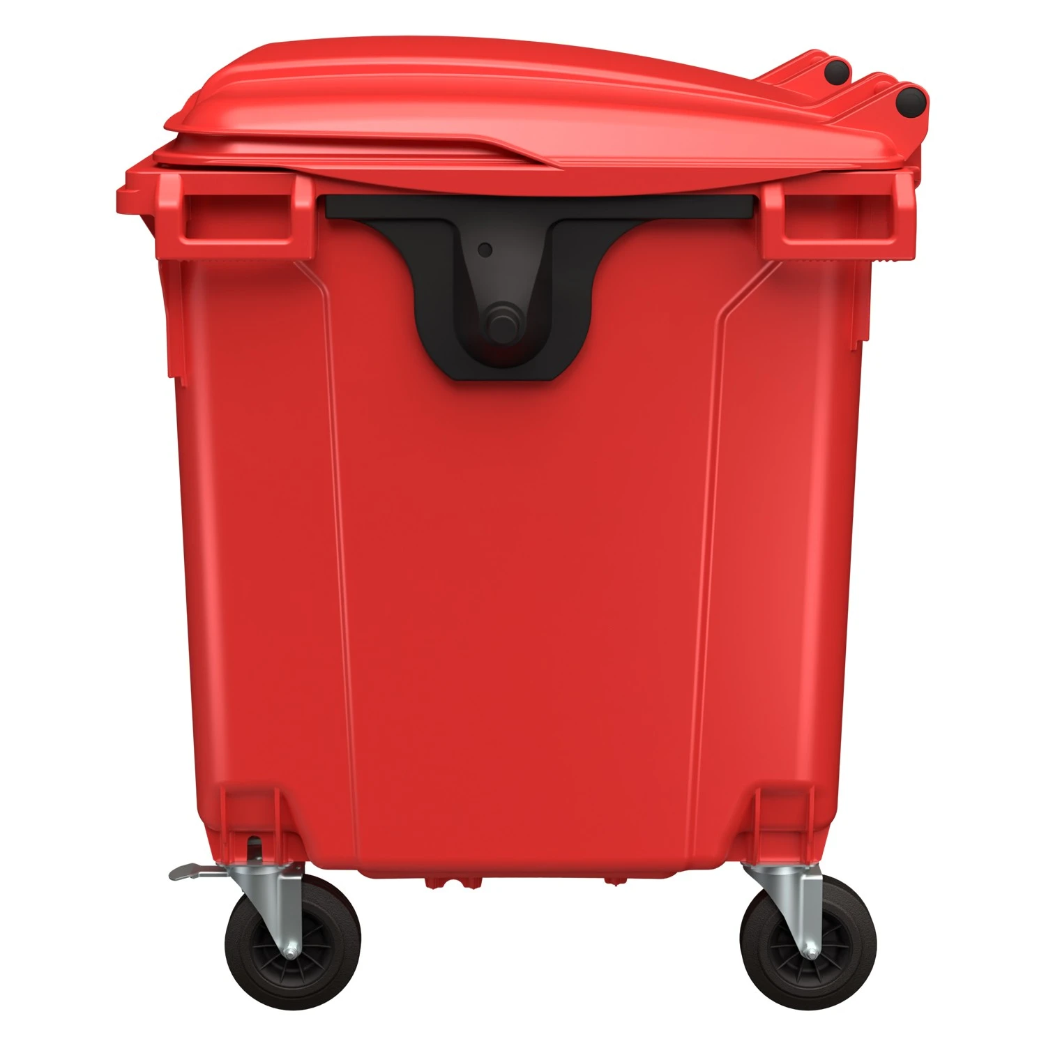 Мусорный контейнер 1100 л iPlast красный 4-колёсный с красной крышкой, без педали 8-000000324
