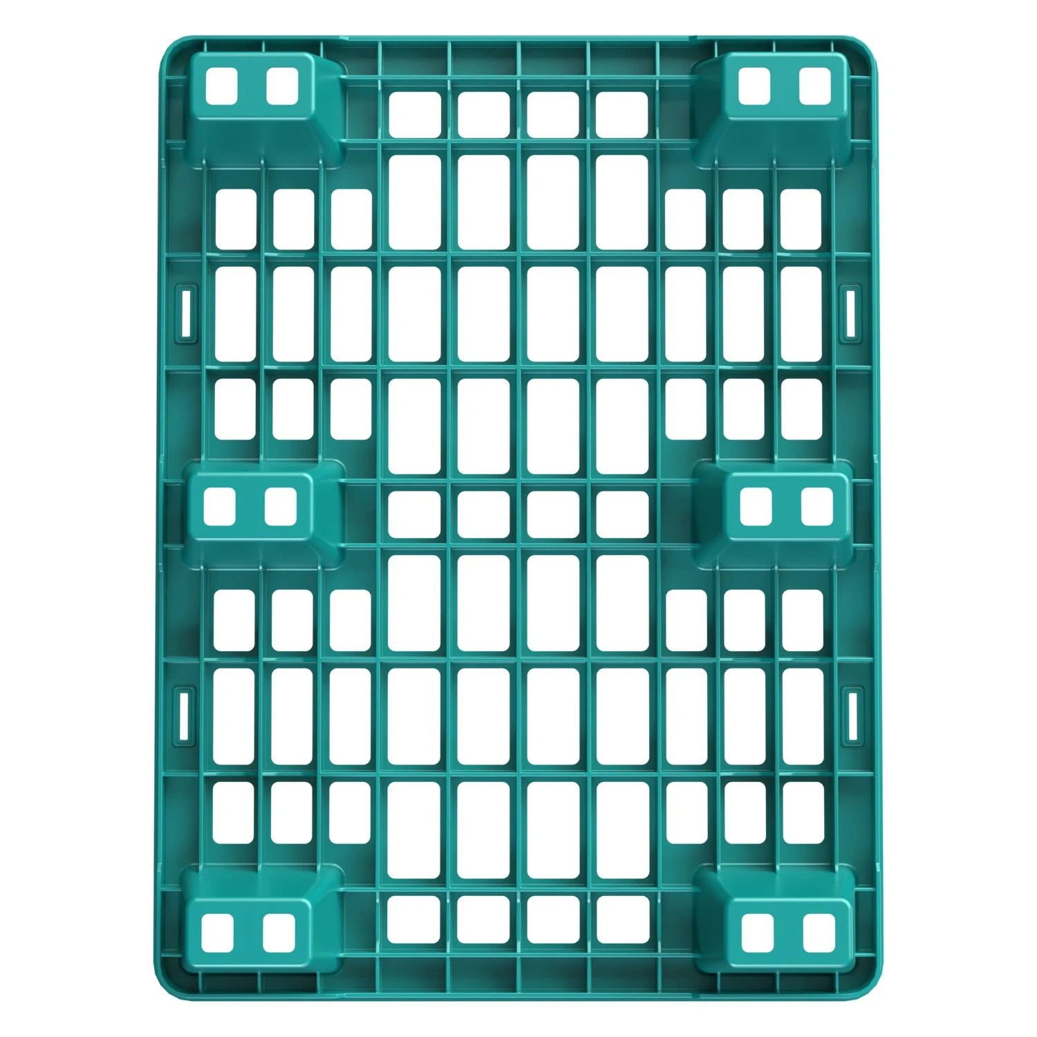 Пластиковый паллет 800x600x135 мм iPlast бирюзовый перфорированный на ножках с бортиком 8-000000376