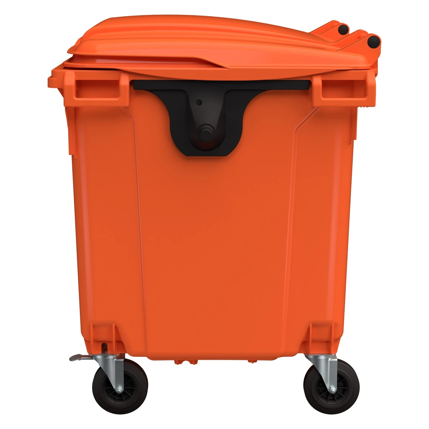 Мусорный контейнер 1100 л iPlast оранжевый 4-колёсный с оранжевой крышкой 8-000000328
