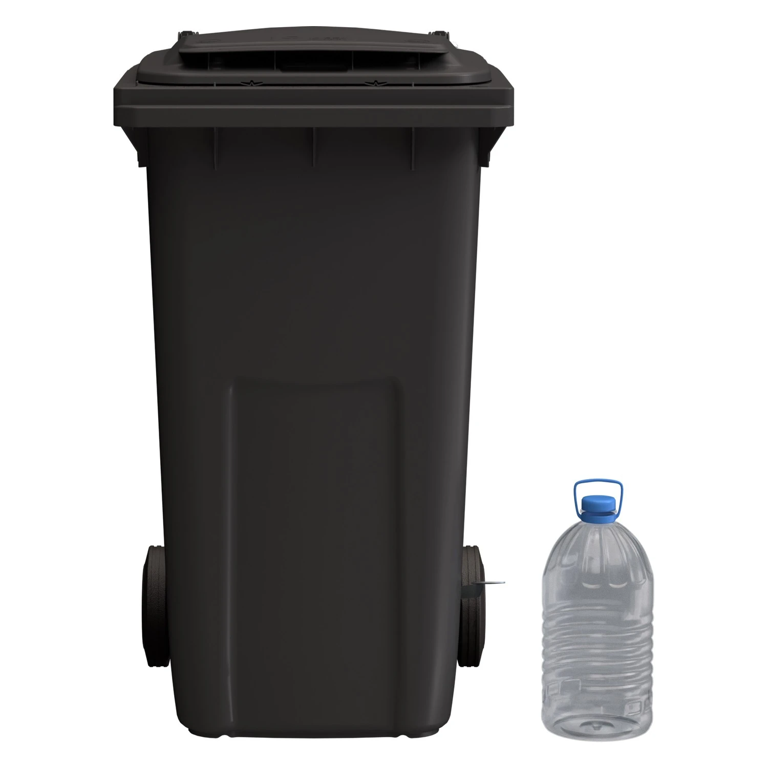 Мусорный контейнер 240 л iPlast тёмно-серый 2-колёсный (д. 200 мм) с тёмно-серой крышкой NEW (20.808) 8-000000026