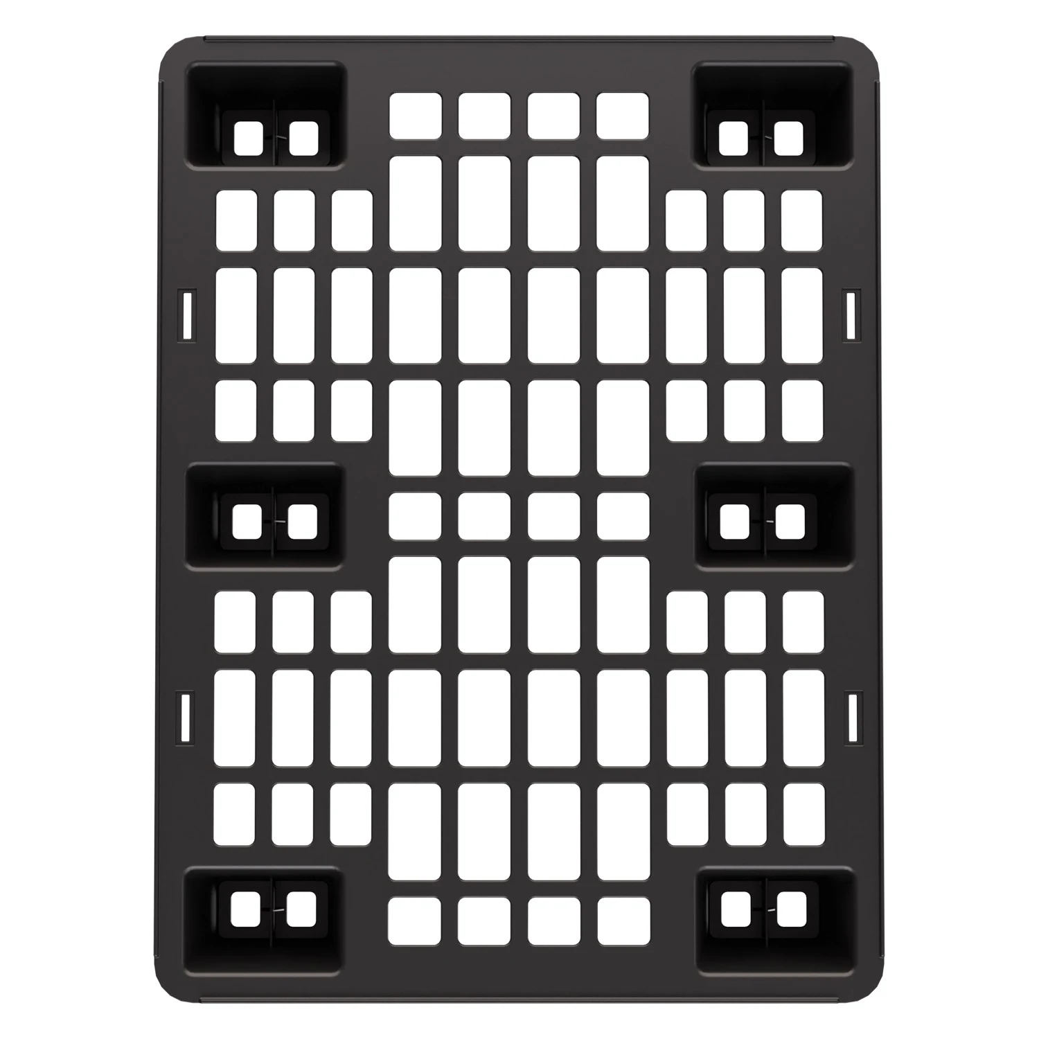 Пластиковый паллет 800x600x135 мм iPlast чёрный ЭКО перфорированный на ножках с бортиком 8-000000045