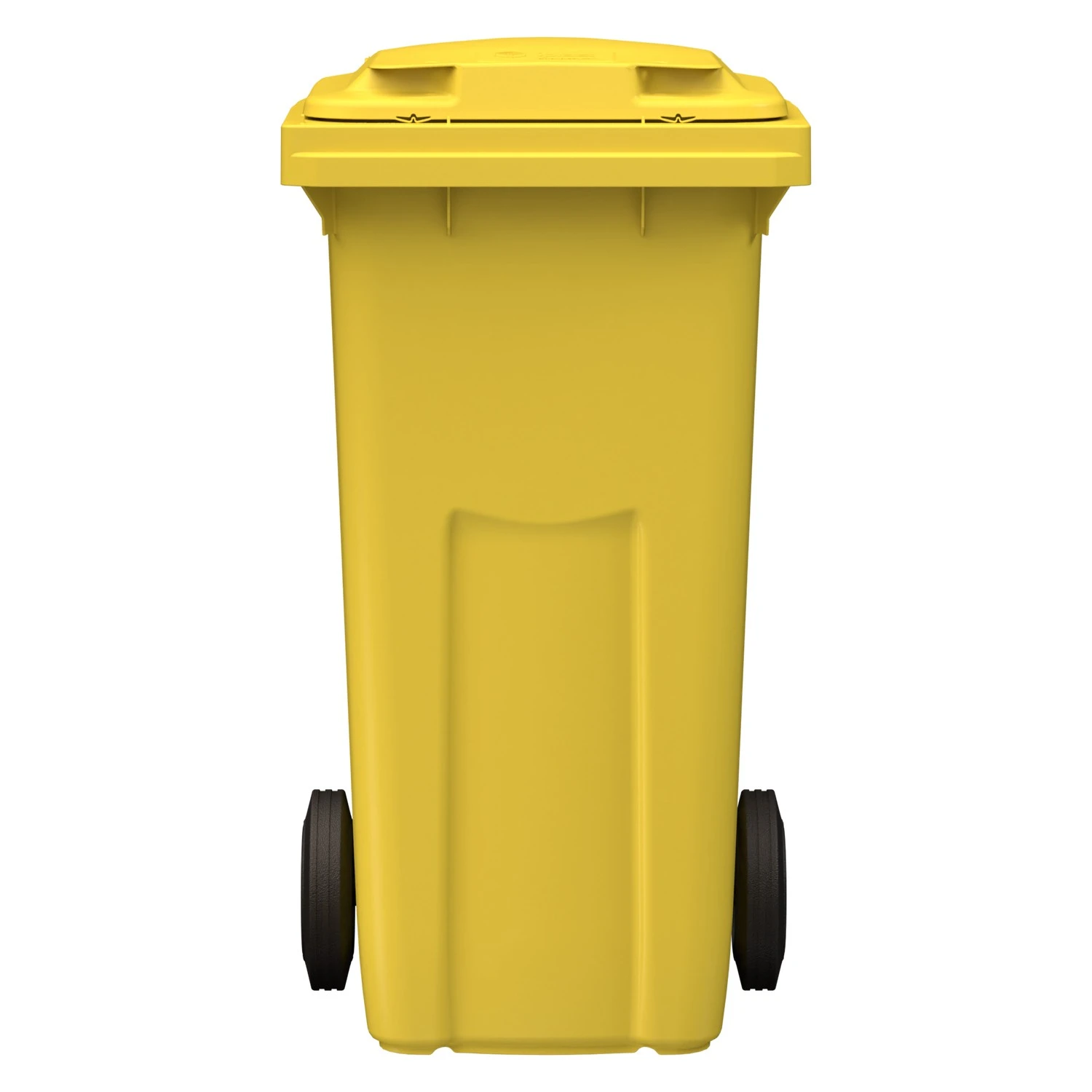 Мусорный контейнер 120 л iPlast жёлтый 2-колёсный (д. 200 мм) с жёлтой крышкой NEW (20.805) 8-000000036