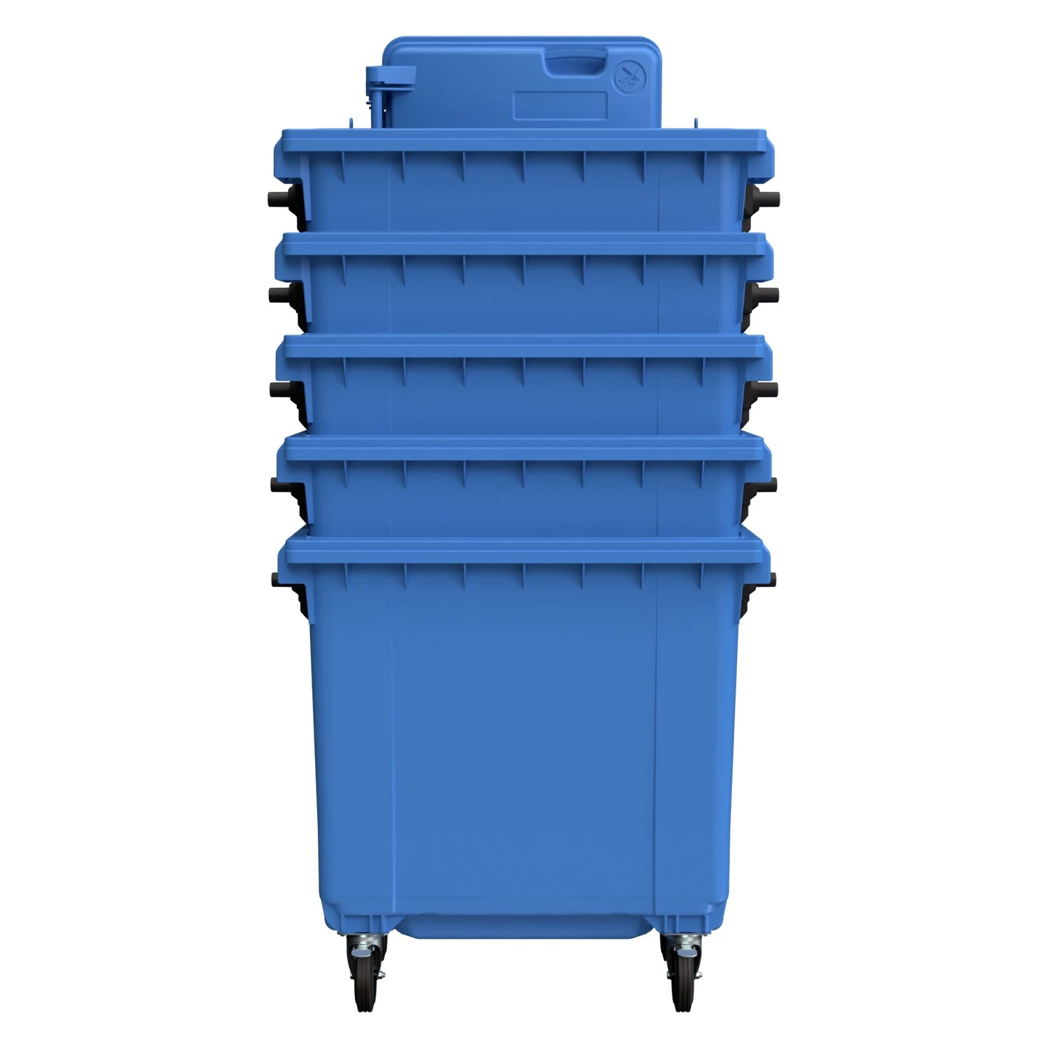 Мусорный контейнер 770 л iPlast тёмно-голубой 4-колёсный с тёмно-голубой крышкой 8-000000019