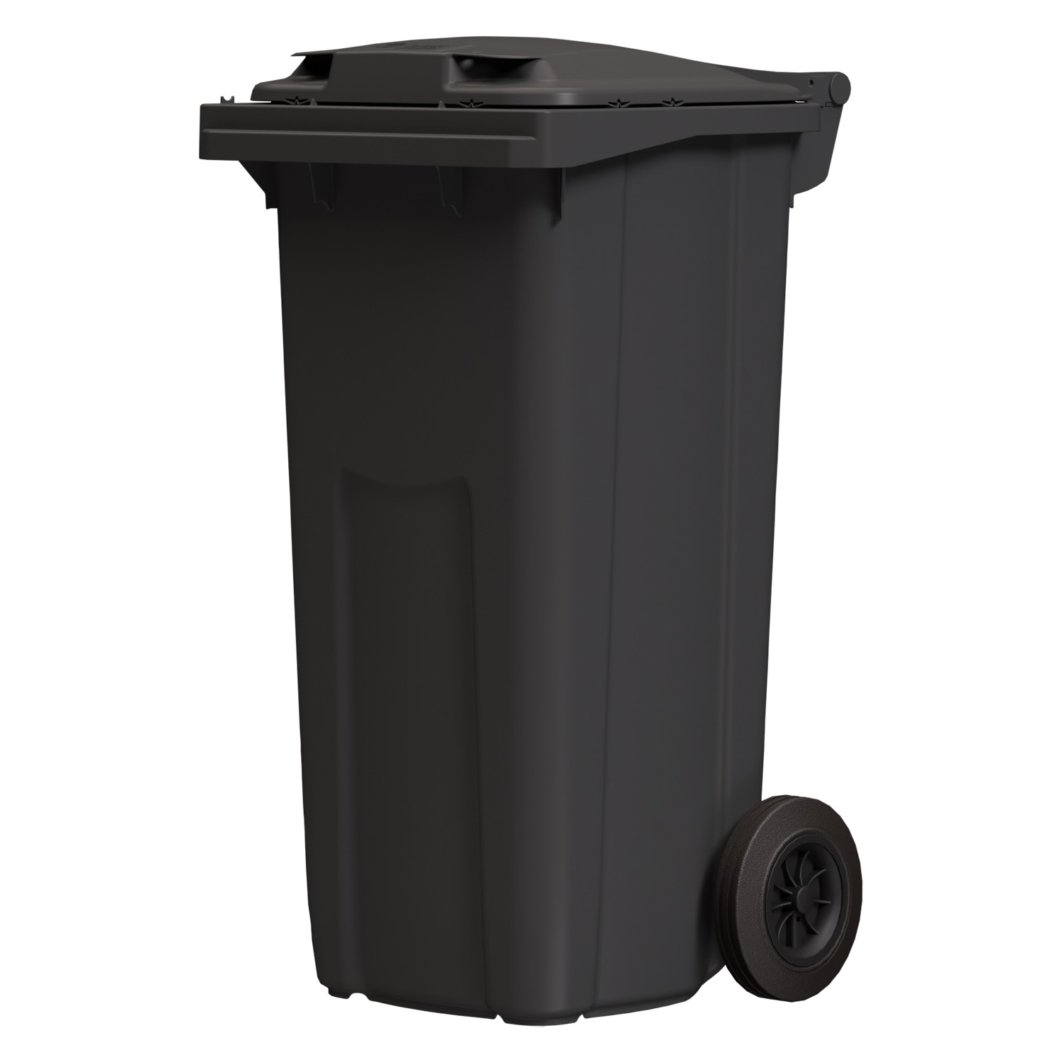 Мусорный контейнер 120 л iPlast тёмно-серый 2-колёсный (д. 200 мм) с тёмно-серой крышкой NEW (20.805) 8-000000031
