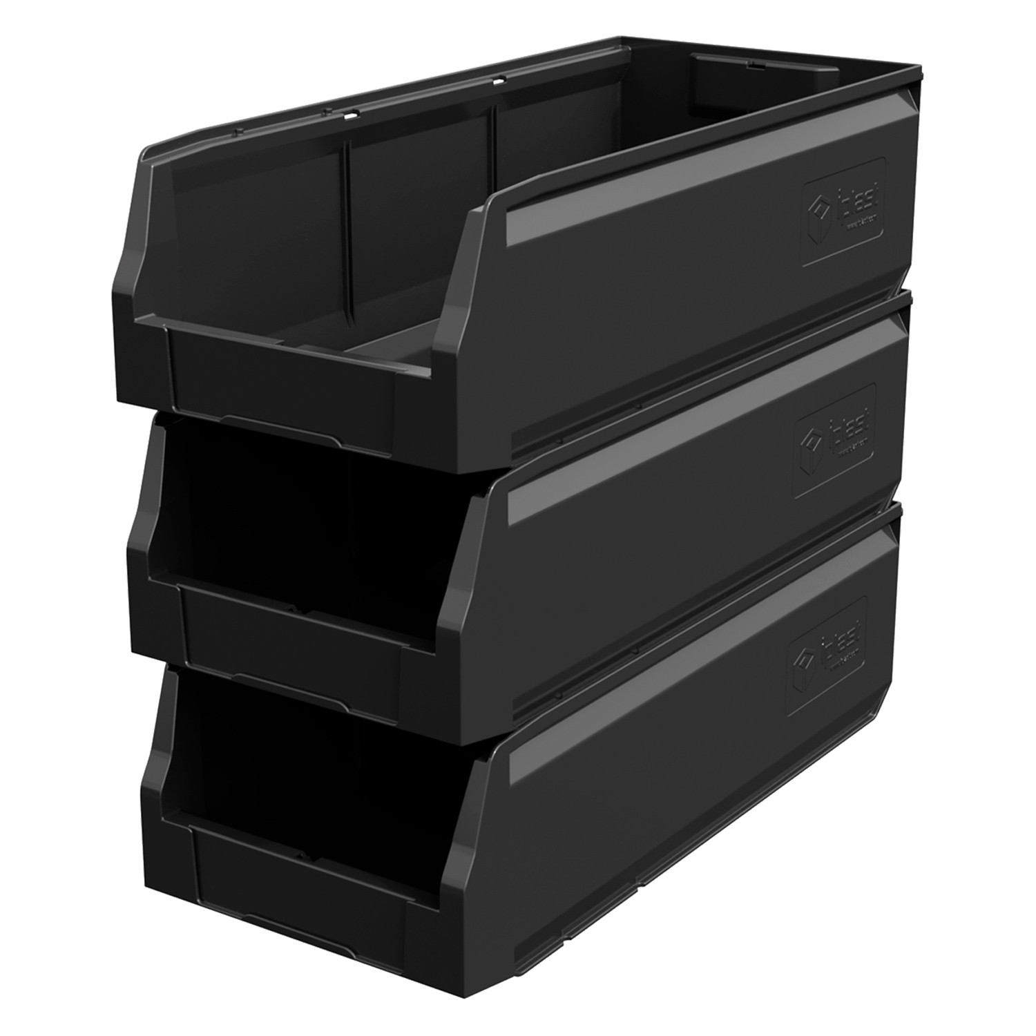 Складской лоток Logic Store 500х225х150 мм iPlast чёрный ЭКО с отверстиями для перегородок N2 (12.405.2) 8-000000131