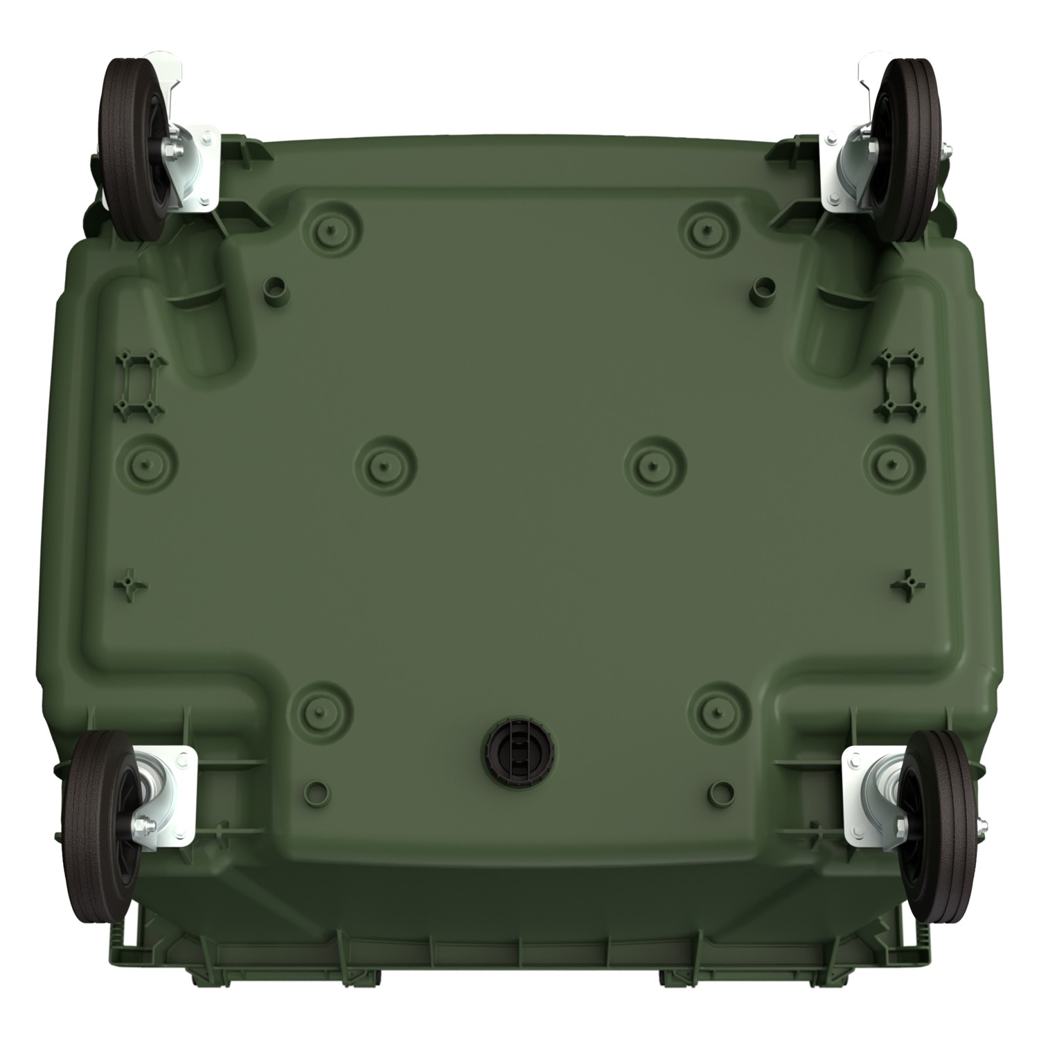 Мусорный контейнер 1100 л iPlast зелёный 4-колёсный с зелёной крышкой и тёмно-серой крышкой TwinLid 8-000000317