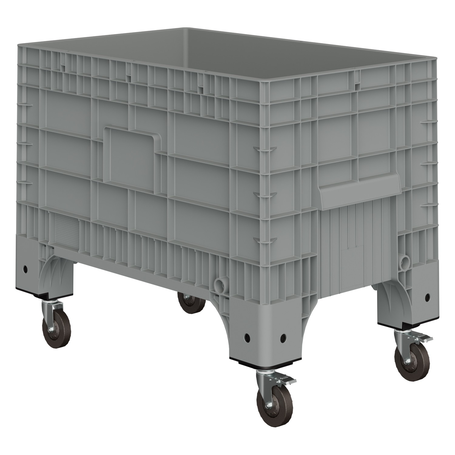 Большой контейнер 1020x640x810 мм iPlast iBOX светло-серый со сплошными стенками и дном, на колёсах 8-000000011