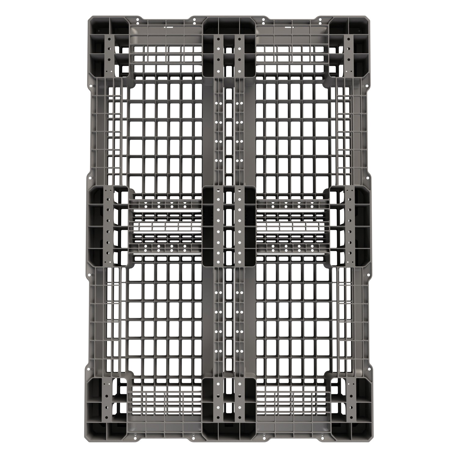 Пластиковый паллет 1210x810x150 мм iPlast серый перфорированный на 6 полозьях с бортиком 8-000000247