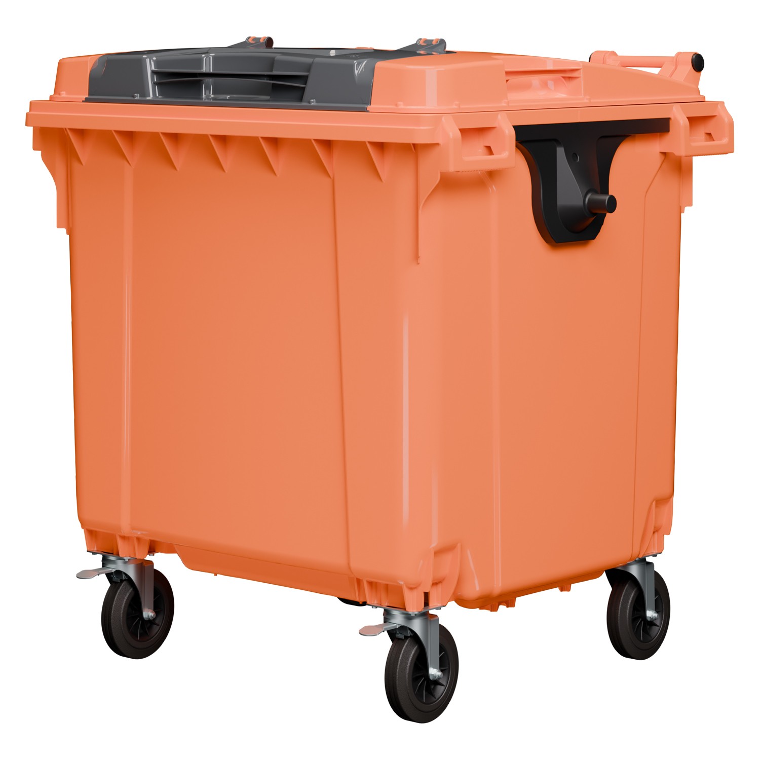 Мусорный контейнер 1100 л iPlast оранжевый 4-колёсный с оранжевой крышкой TwinLid 8-000000329