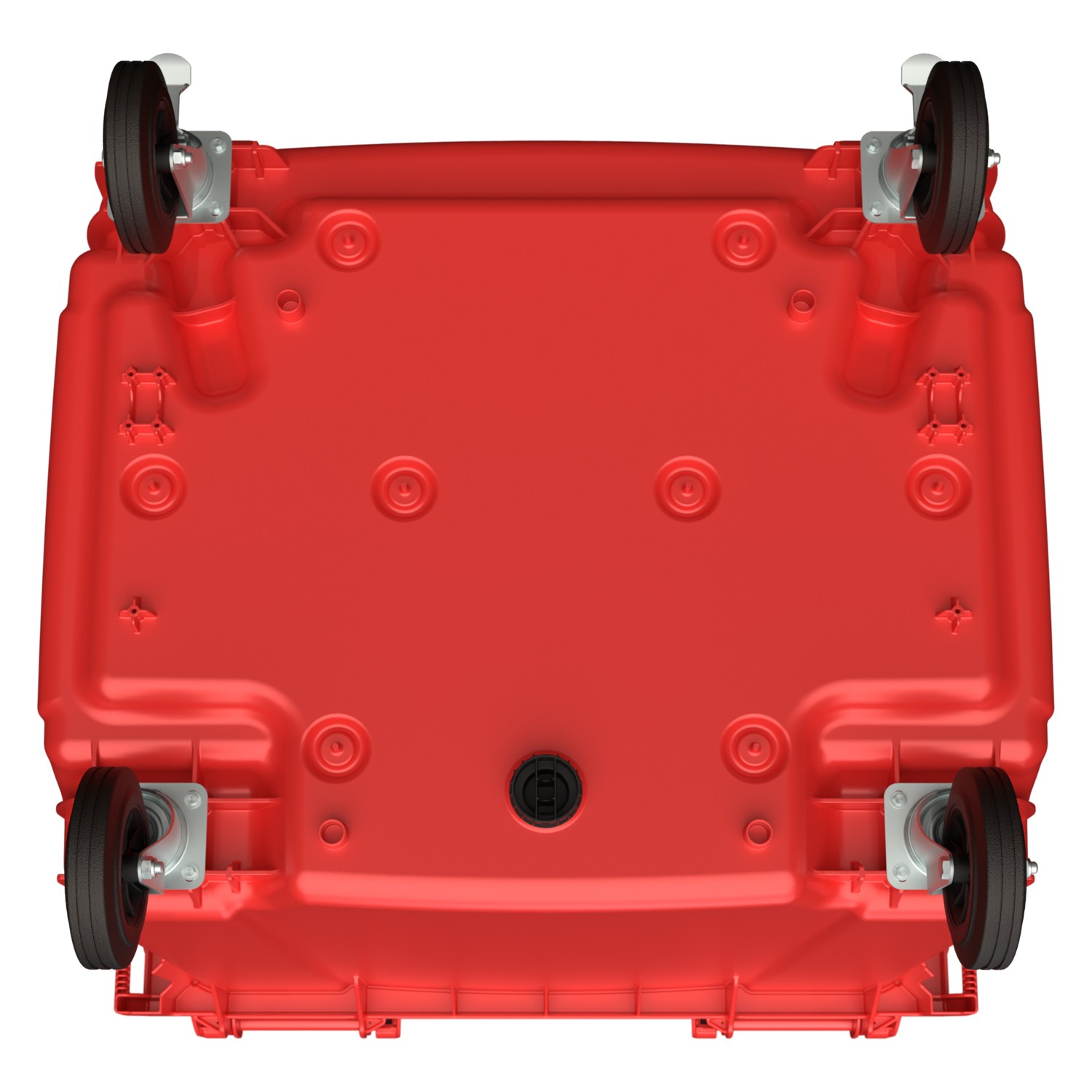Мусорный контейнер 1100 л iPlast красный 4-колёсный с красной крышкой, без педали 8-000000324