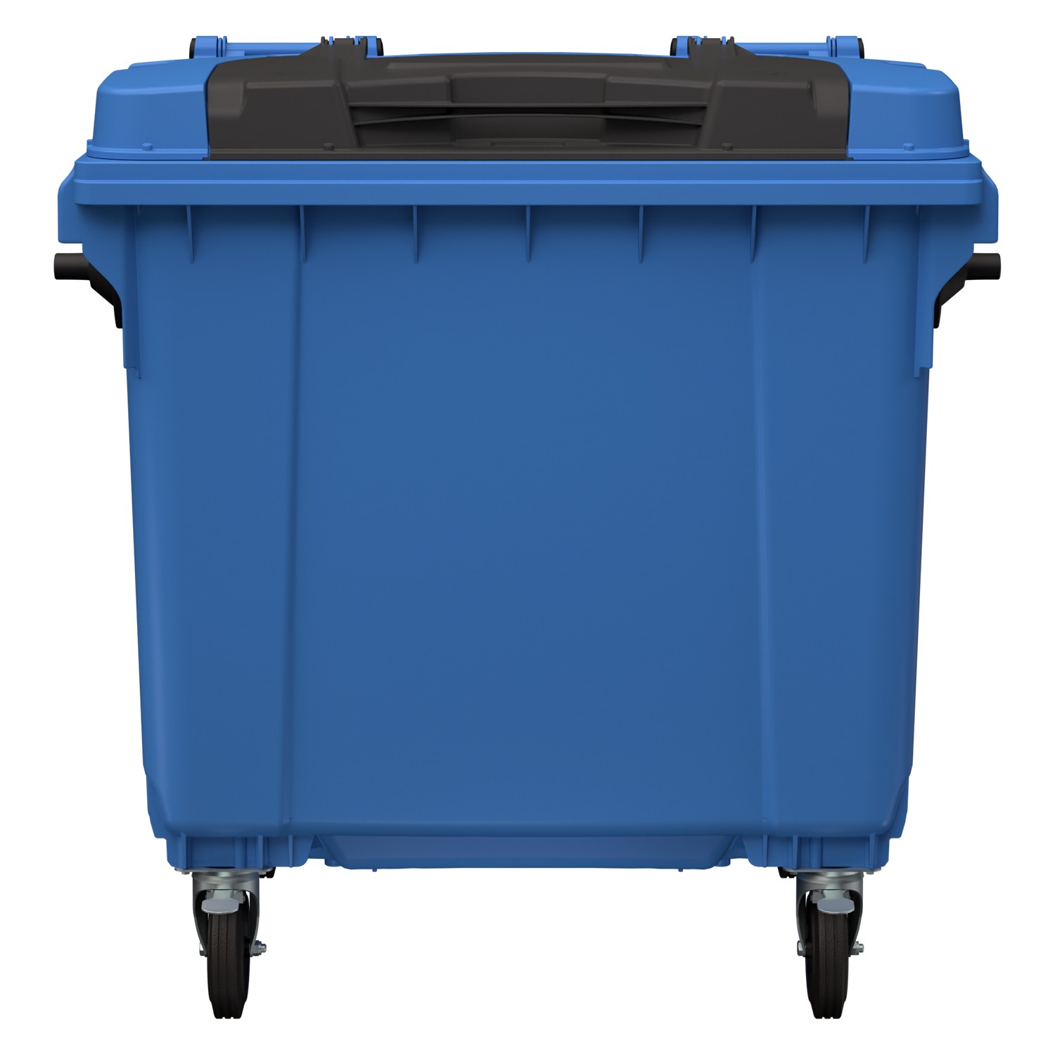 Мусорный контейнер 1100 л iPlast тёмно-голубой 4-колёсный с тёмно-голубой крышкой и тёмно-серой крышкой TwinLid 8-000000330