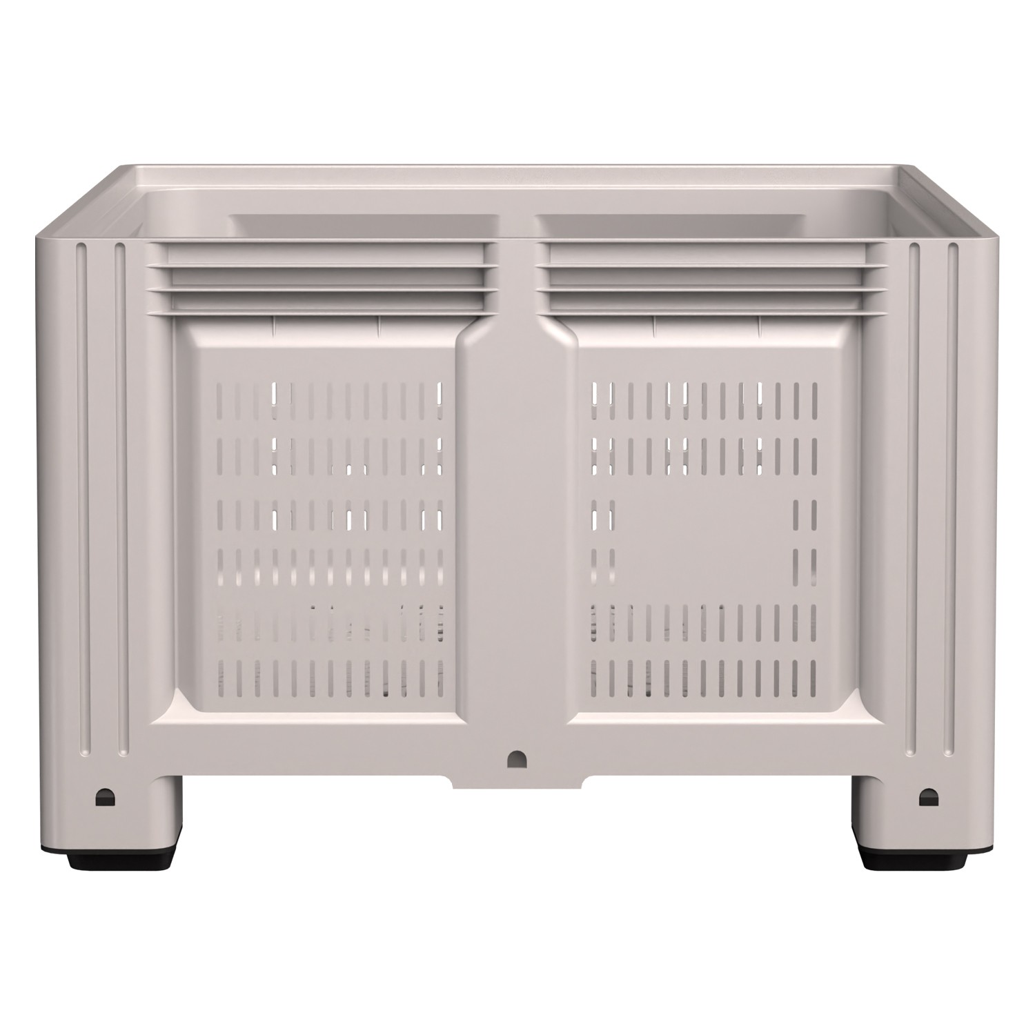 Большой контейнер 1130x1130x760 мм iPlast iBOX светло-серый c перфорированными стенками и дном, на ножках 8-000000229