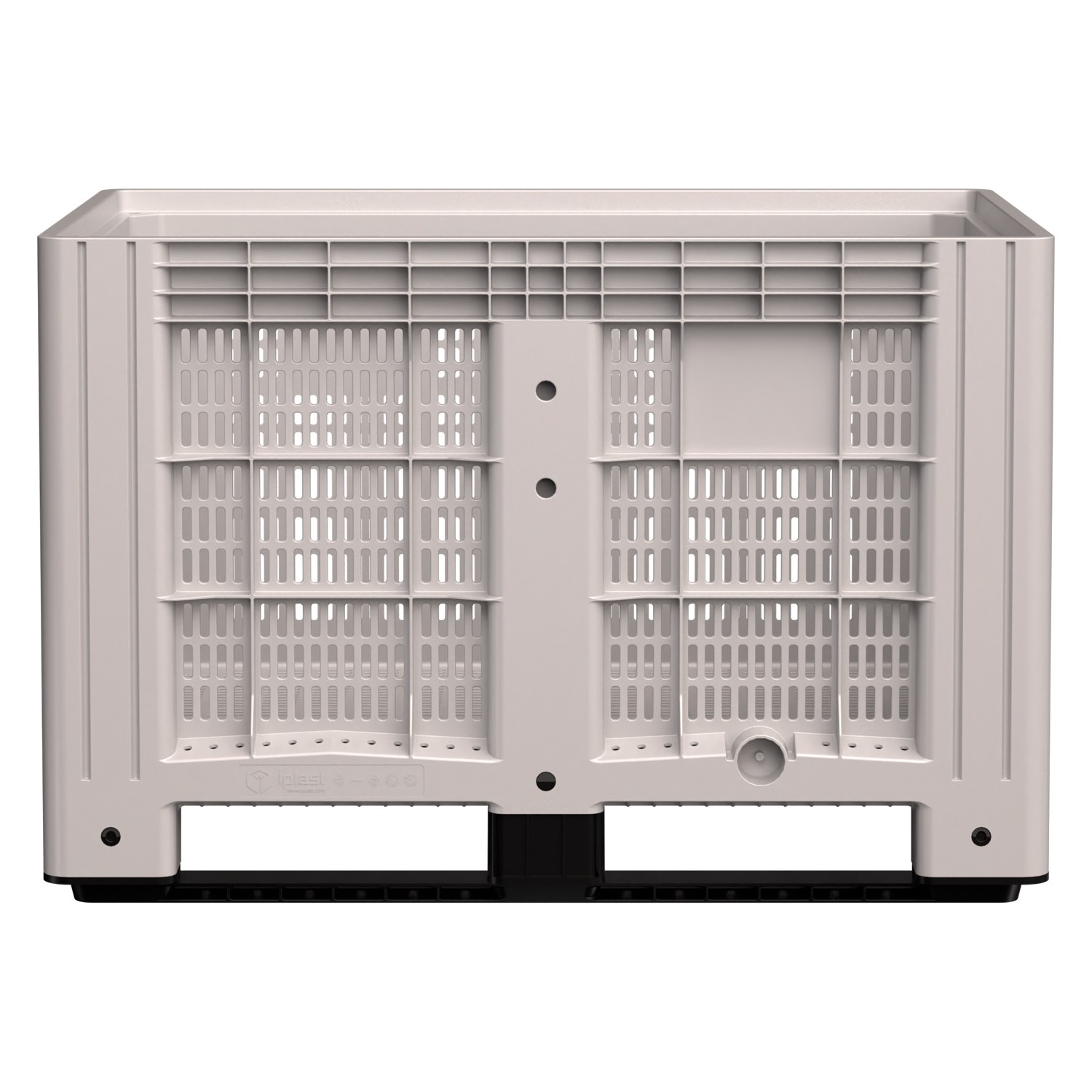 Большой контейнер 1200x800x800 мм iPlast iBOX светло-серый c перфорированными стенками и дном, на полозьях 8-000000001