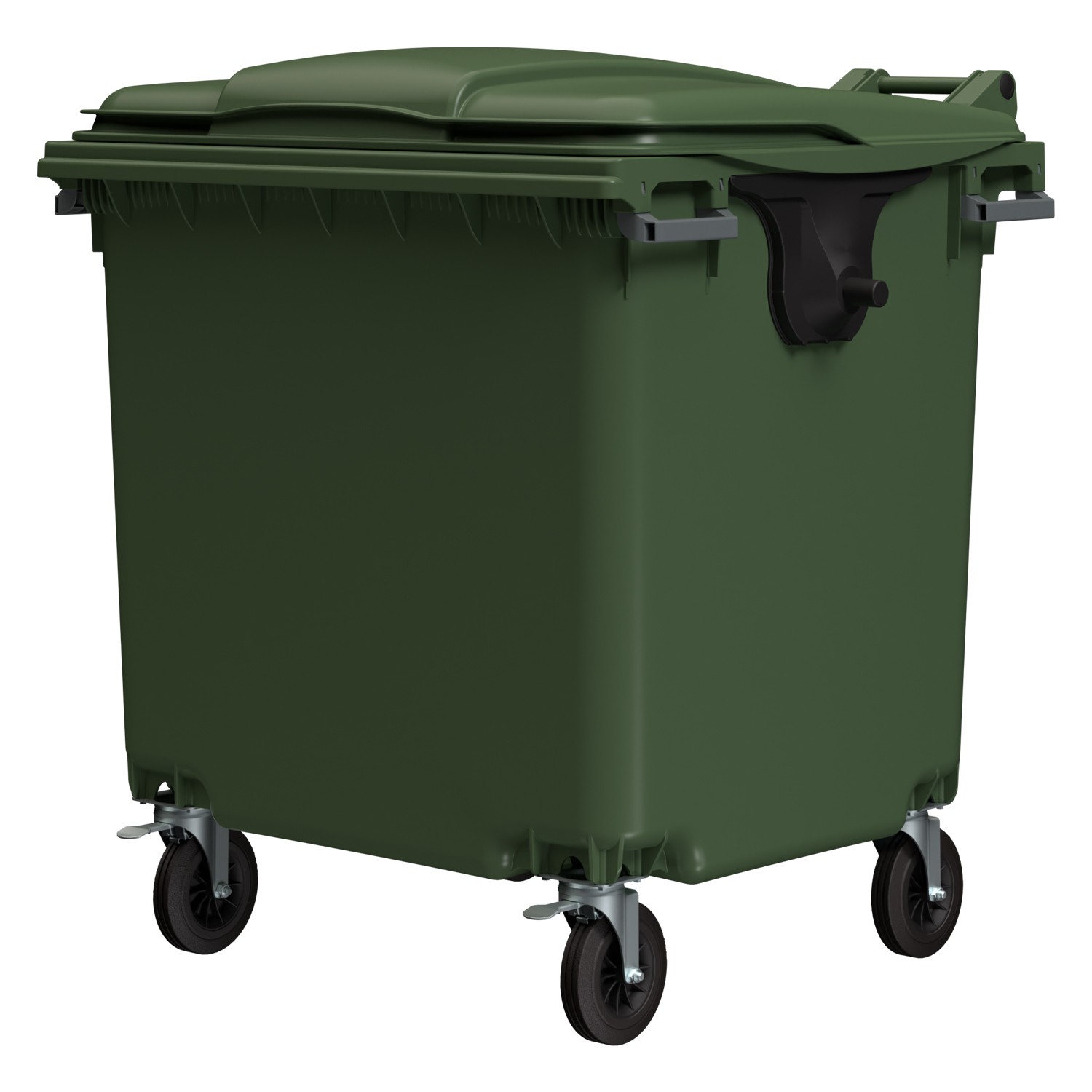 Мусорный контейнер 1100 л iPlast зелёный 4-колёсный с зелёной крышкой без педали N2 (20.809.2) 8-000000535