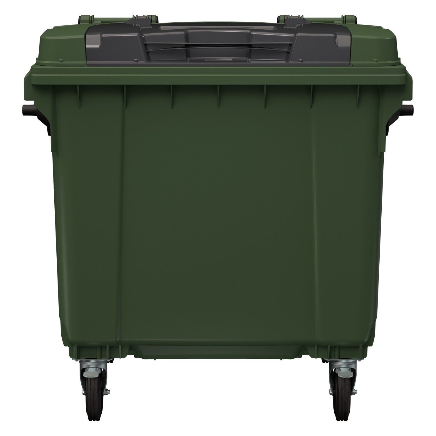 Мусорный контейнер 1100 л iPlast зелёный 4-колёсный с зелёной крышкой и тёмно-серой крышкой TwinLid 8-000000317
